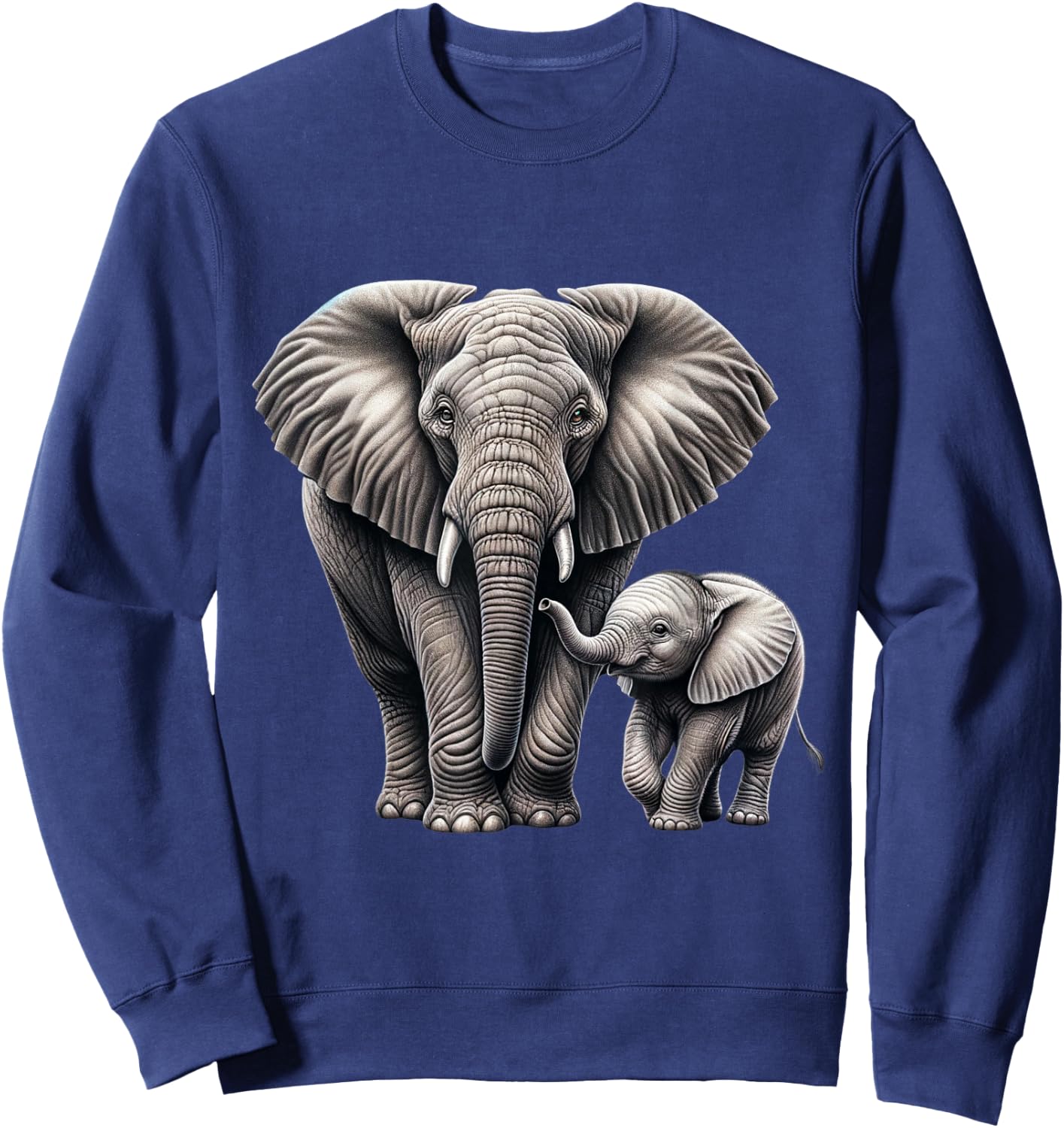 Gentle Giants: Mother and Calf Elephant , black Sweatshirt - Sweatshirt | Navy