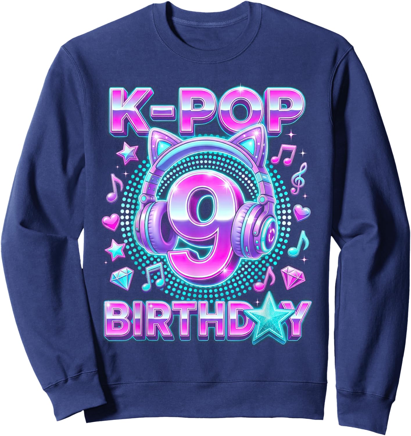 K-Pop 9. Geburtstag Mädchen 9 Jahre alt koreanische Musik Sweatshirt - Sweatshirt | Navy