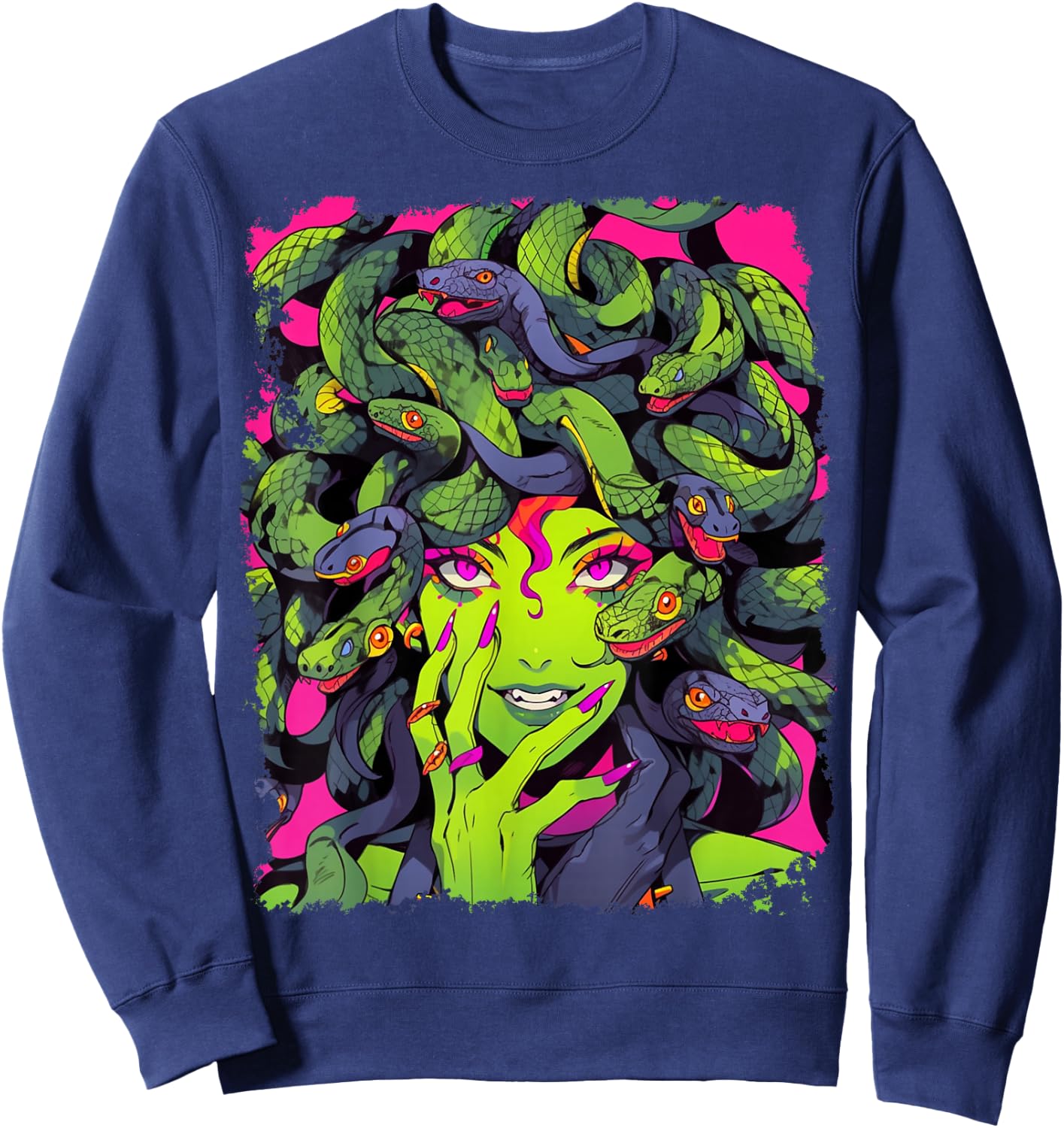 Feminine Greek Mythology Goddess Sexy Medusa Snakes Hair Sweatshirt - Sweatshirt | Navy