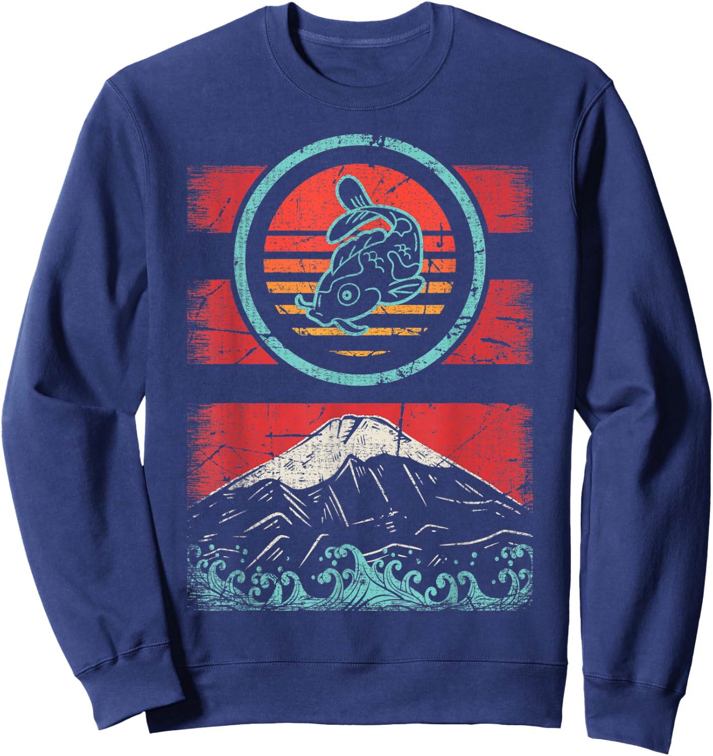 Koi Fish Carp Retro 80s Aesthetic Sweatshirt - Sweatshirt | Navy