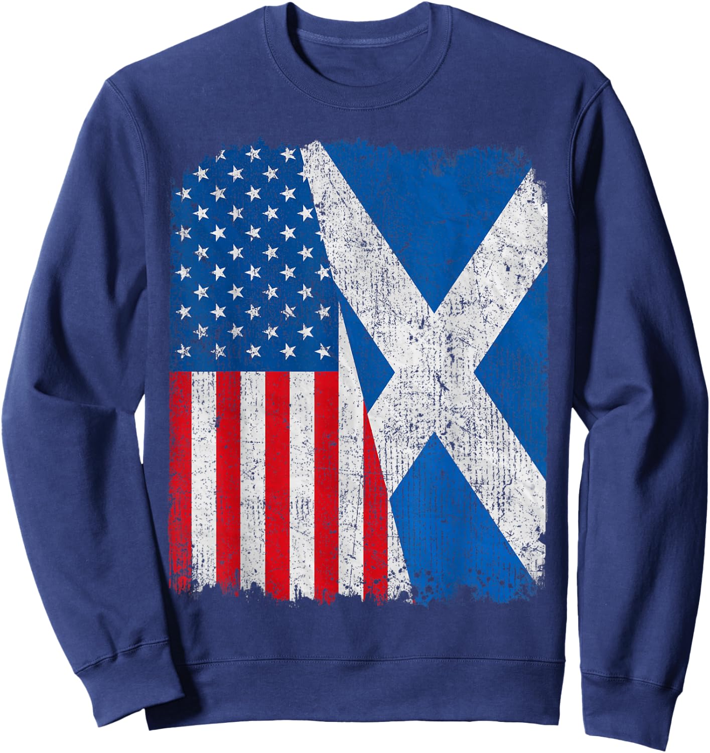 Scottish American Flag Half USA Scotland Root Proud Kids Men Sweatshirt - Sweatshirt | Navy