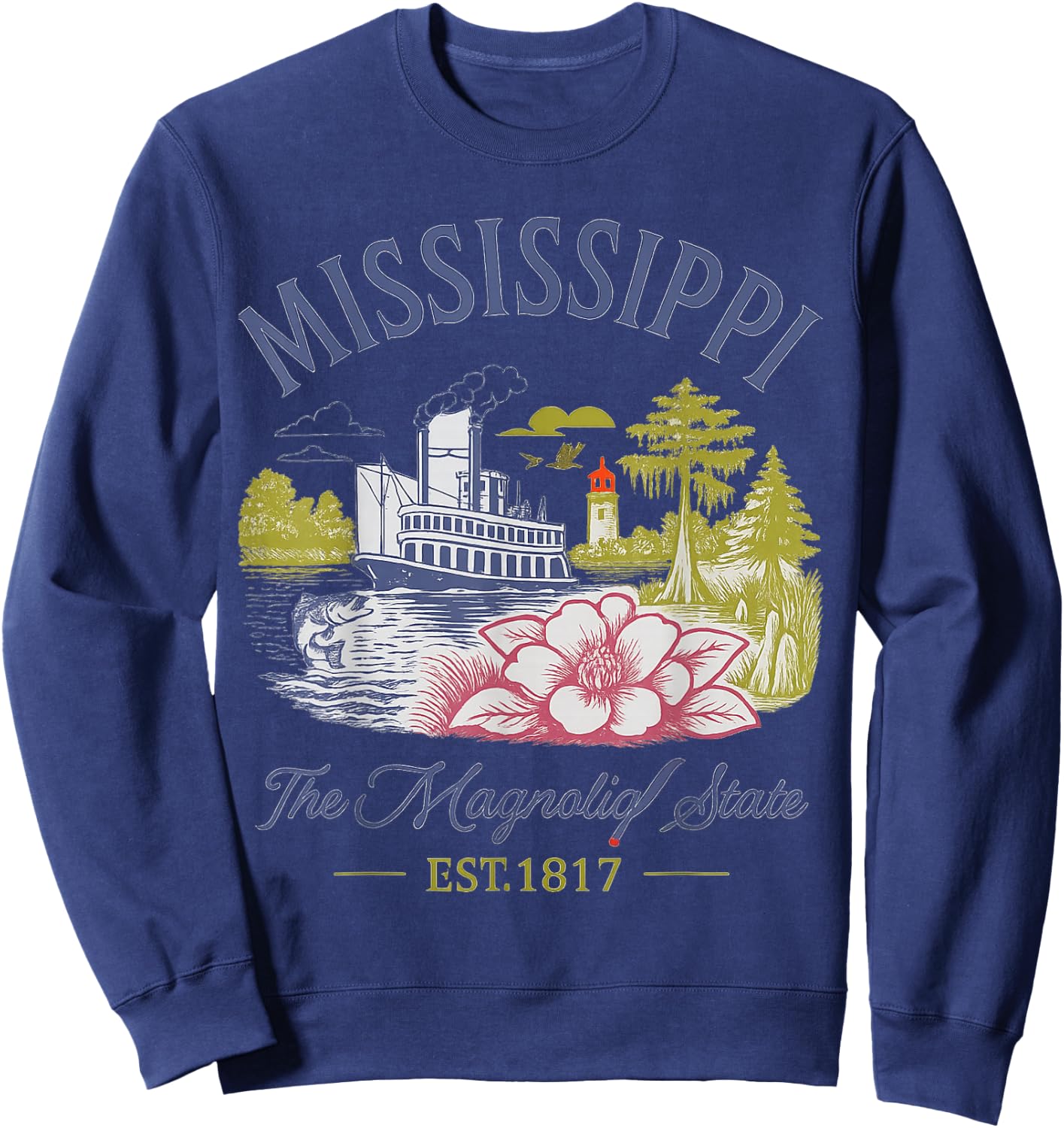 Mississippi The Magnolia State Vintage Inspired Sweatshirt - Sweatshirt | Navy