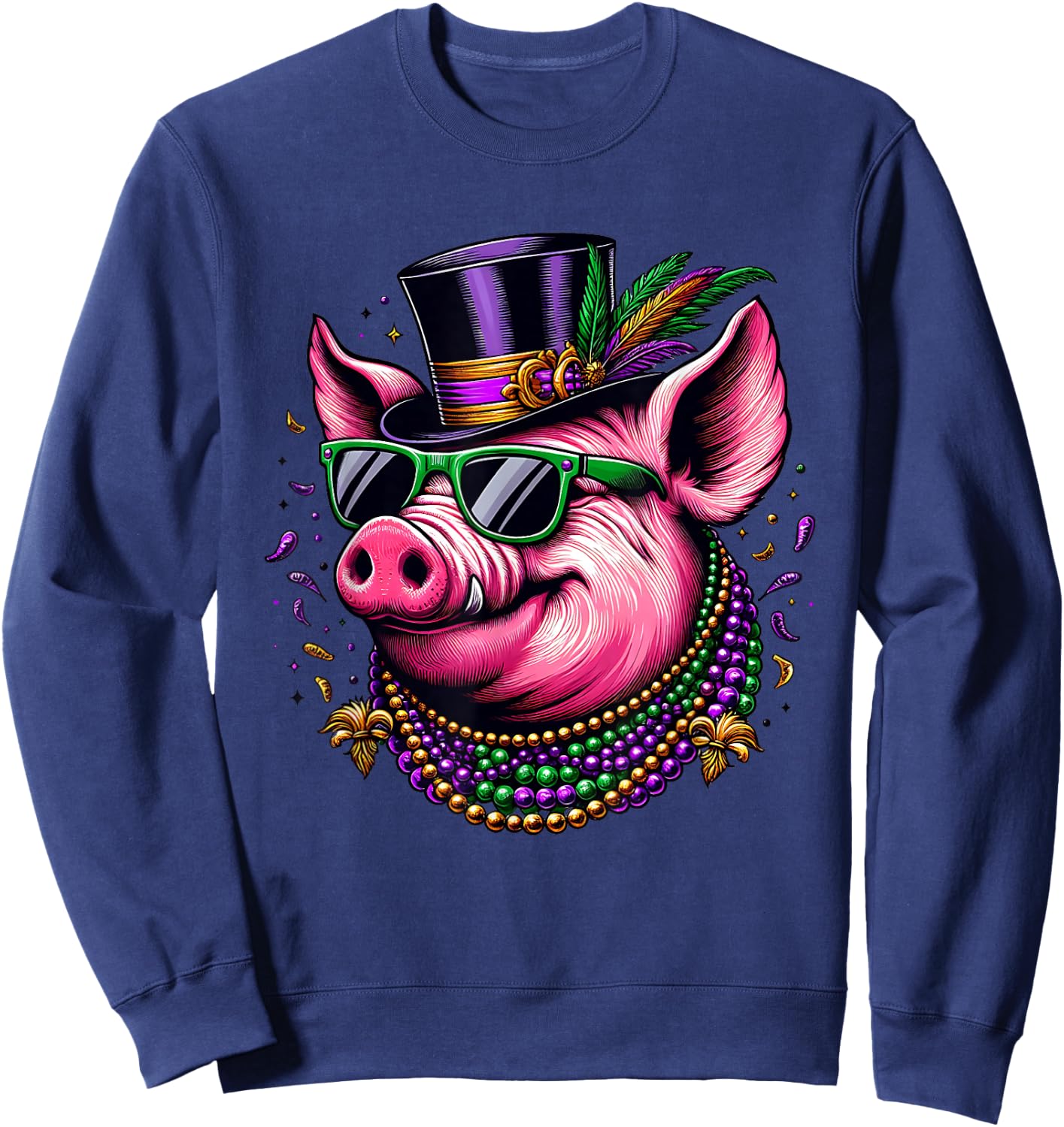 Mardi Gras Pig Sweatshirt - Sweatshirt | Navy