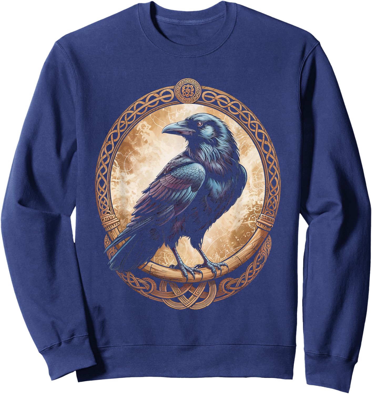 Golden Odin's Raven Northman Valhalla Norse Mythology Sweatshirt - Sweatshirt | Navy