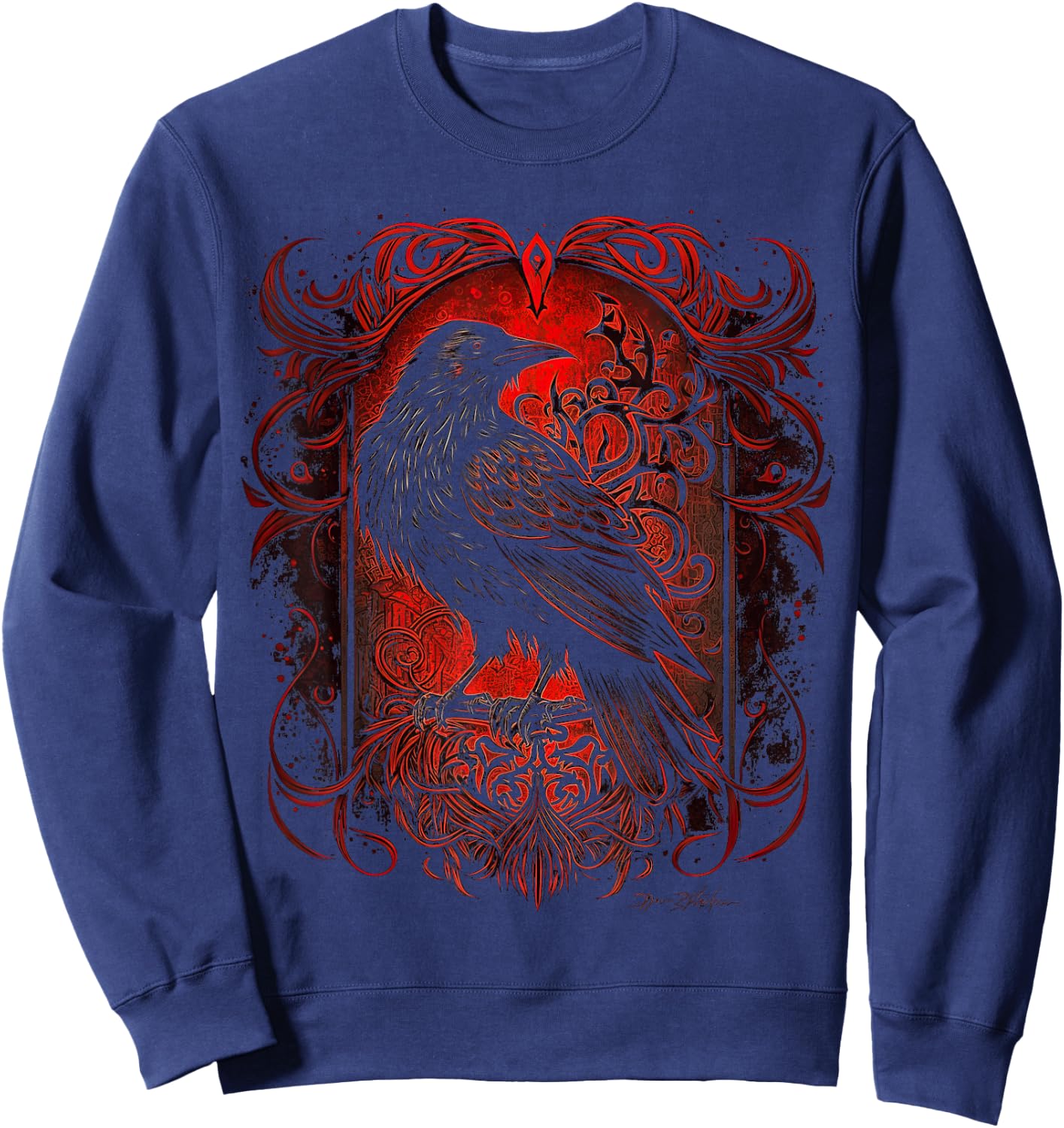 Odin's Raven Viking Norse Runes Nordmann Mythology Sweatshirt - Sweatshirt | Navy