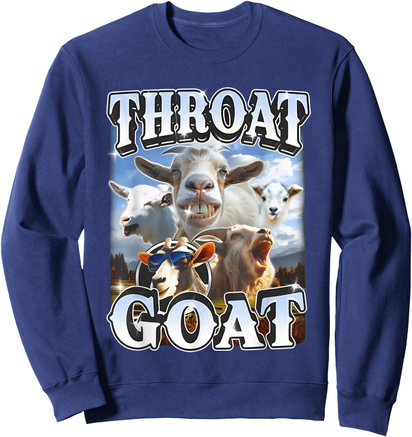Throat Goat Retro Inappropriate Adult Humor Funny Gag Memes Sweatshirt - Sweatshirt | Navy