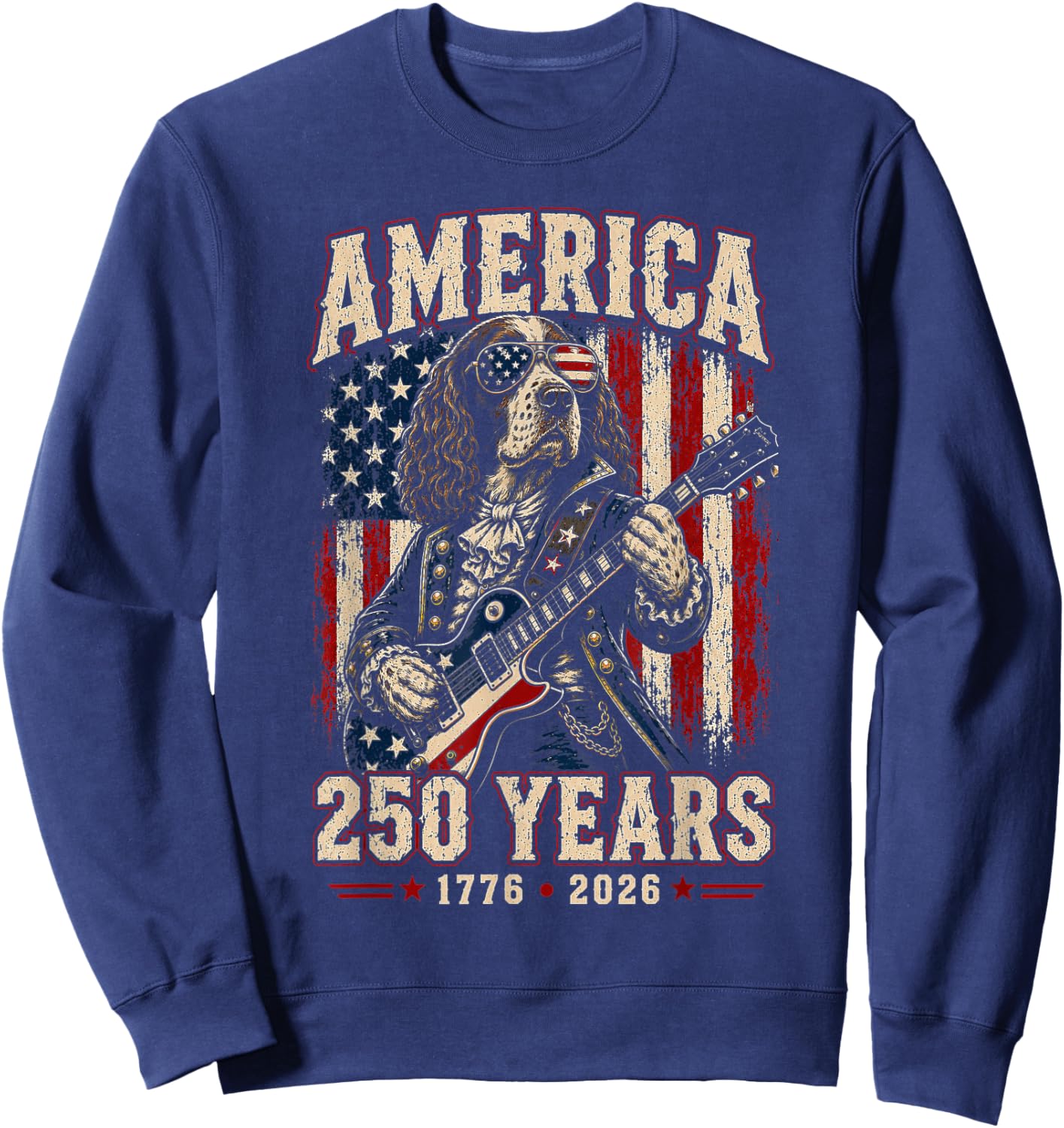 250 Years America Springer Spaniel Dog USA 4th of July Sweatshirt - Sweatshirt | Navy