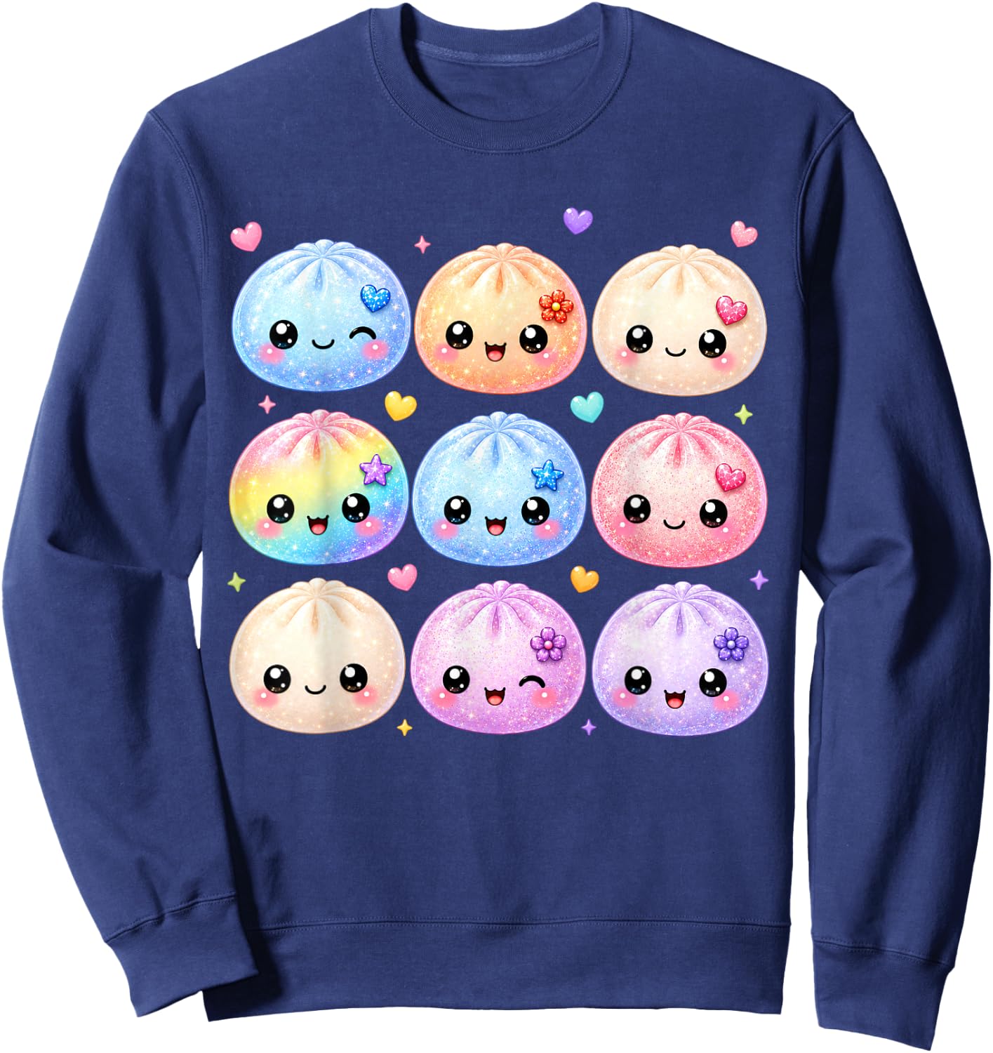 Cute Dumpling Kawaii Pastel Anime Dumpling Lovers Kids Girls Sweatshirt - Sweatshirt | Navy