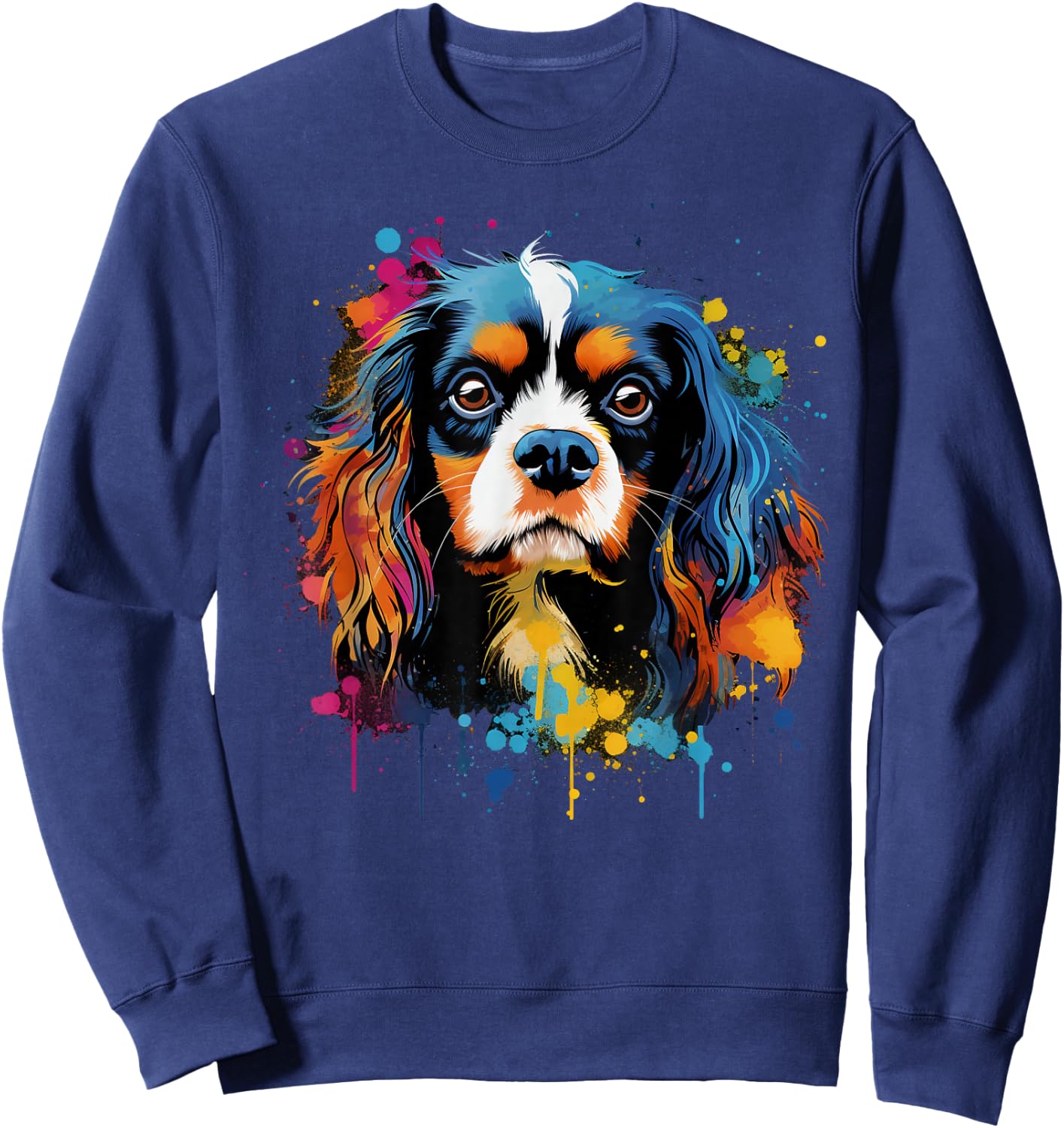 Bunte Cavalier King Charles Spaniel Hund Sweatshirt - Sweatshirt | Navy