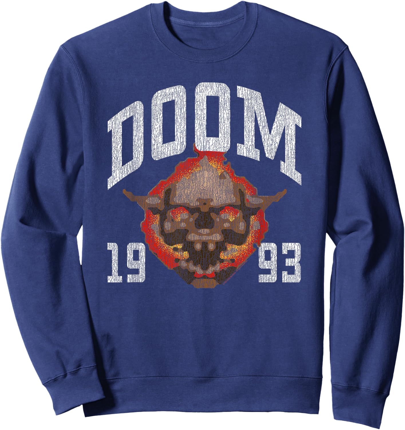 Ripple Junction x DOOM 1993 Lost Soul Pixelated Skull , black Sweatshirt - Sweatshirt | Navy