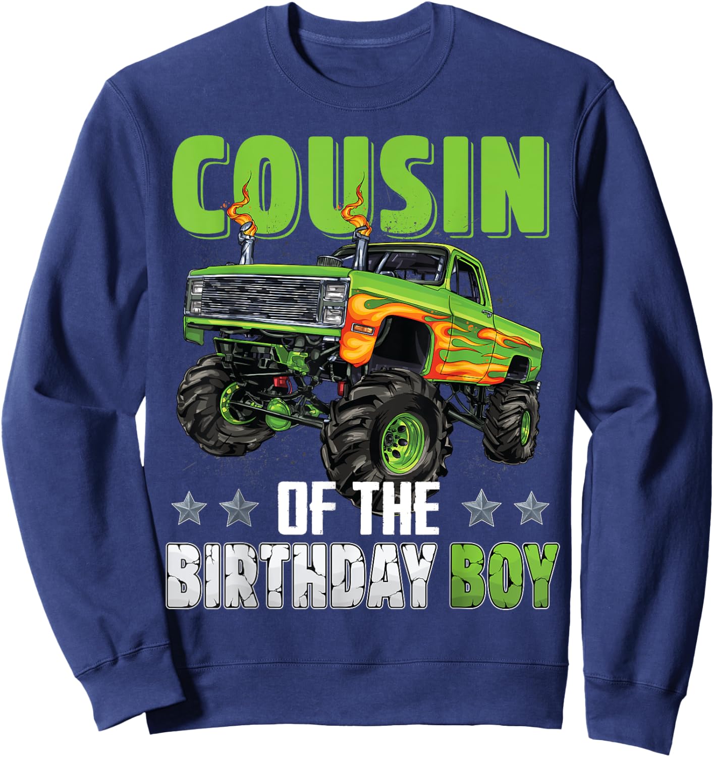 Cousin of Birthday Boy Monster Truck Car Family Matching Sweatshirt - Sweatshirt | Navy