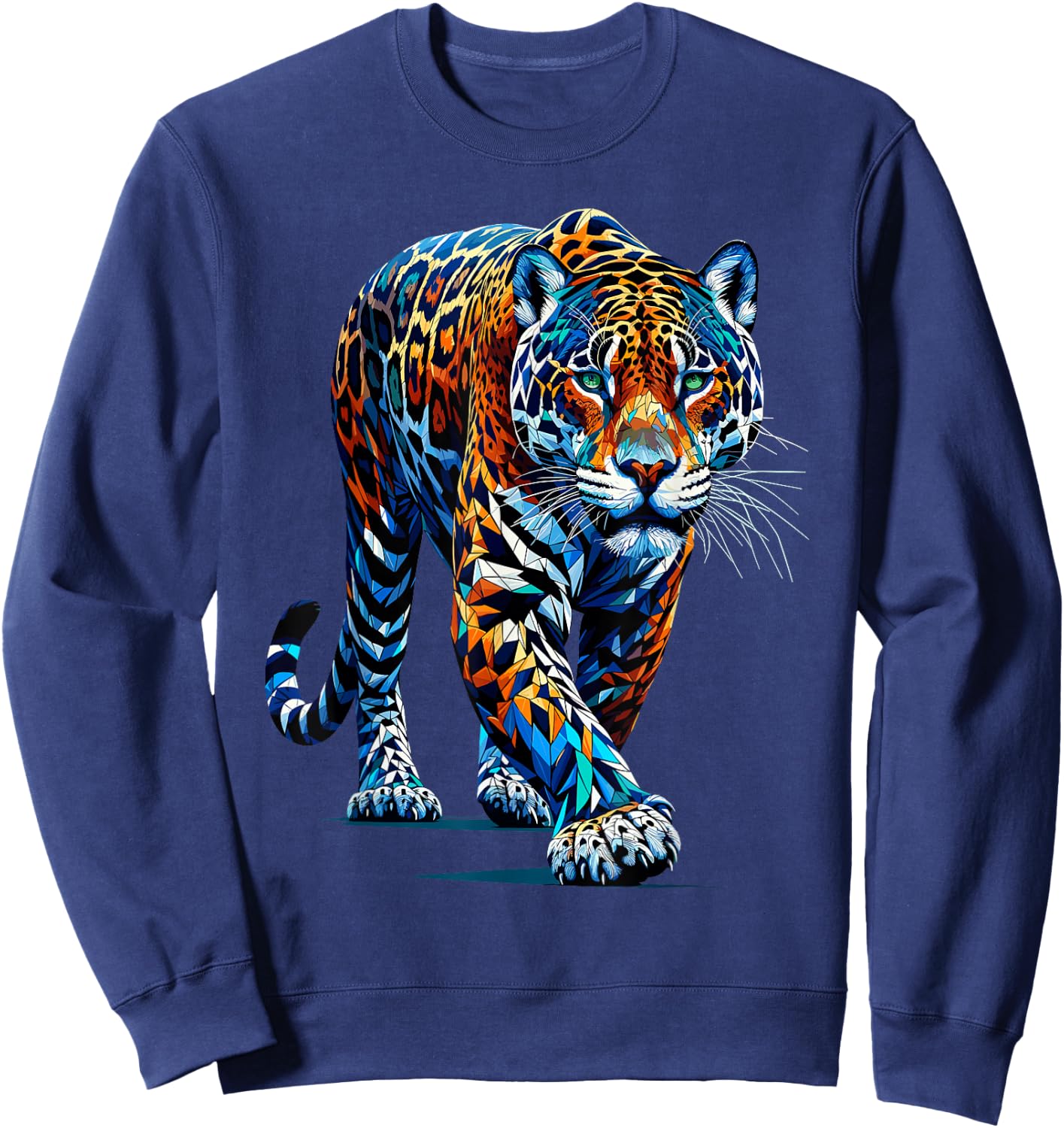 Polygon Art Jaguar Jaguars Zoo Sweatshirt - Sweatshirt | Navy