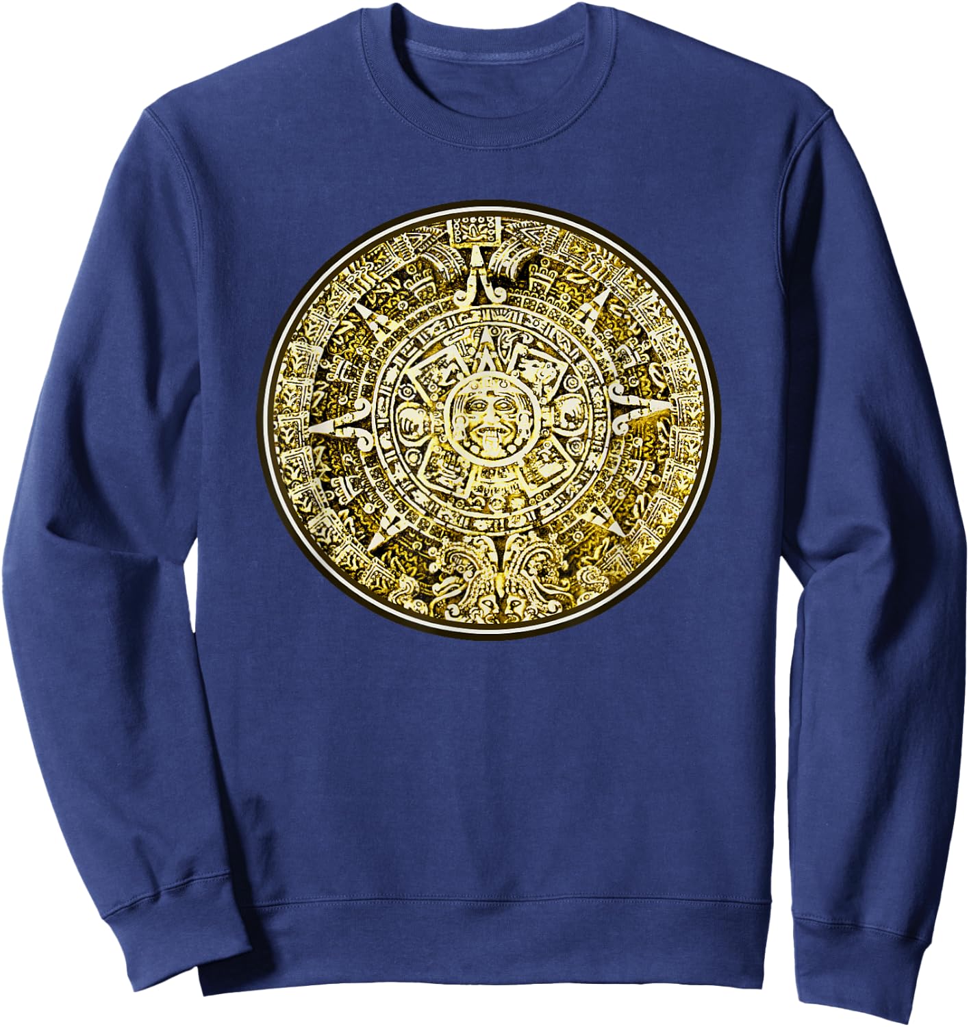 Mayan Aztec Calendar in Gold Cool Novelty Original Artwork Sweatshirt - Sweatshirt | Navy