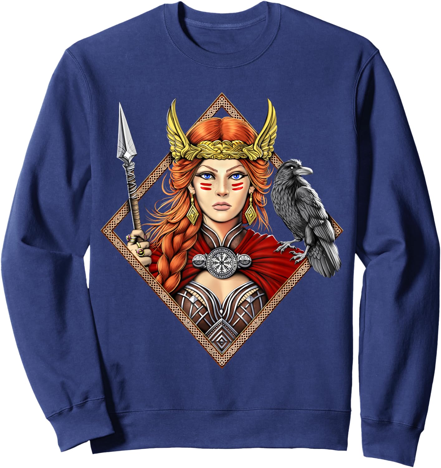 Freya Norse Mythology Goddess Viking Warrior Pagan Sweatshirt - Sweatshirt | Navy