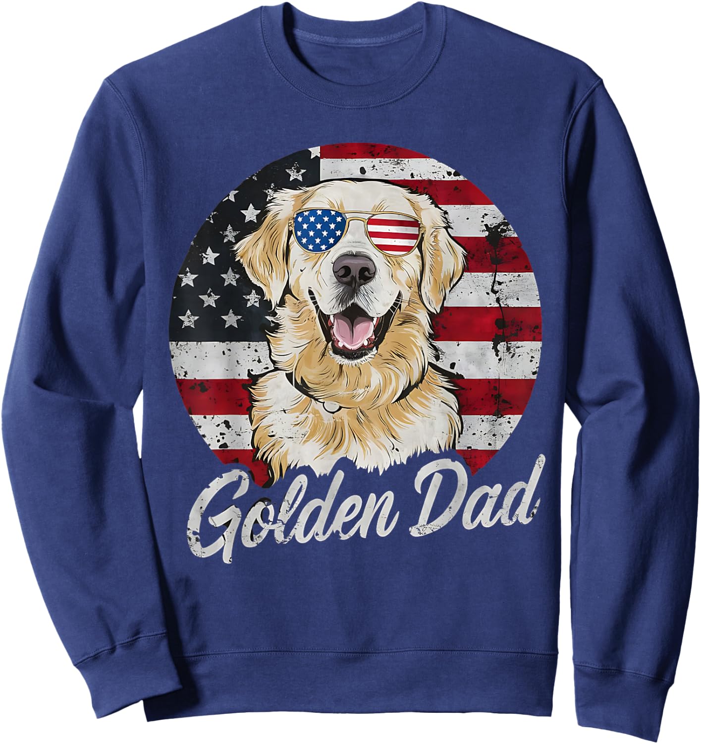 Golden Dad White English Cream Golden Retriever Dog Father Sweatshirt - Sweatshirt | Navy