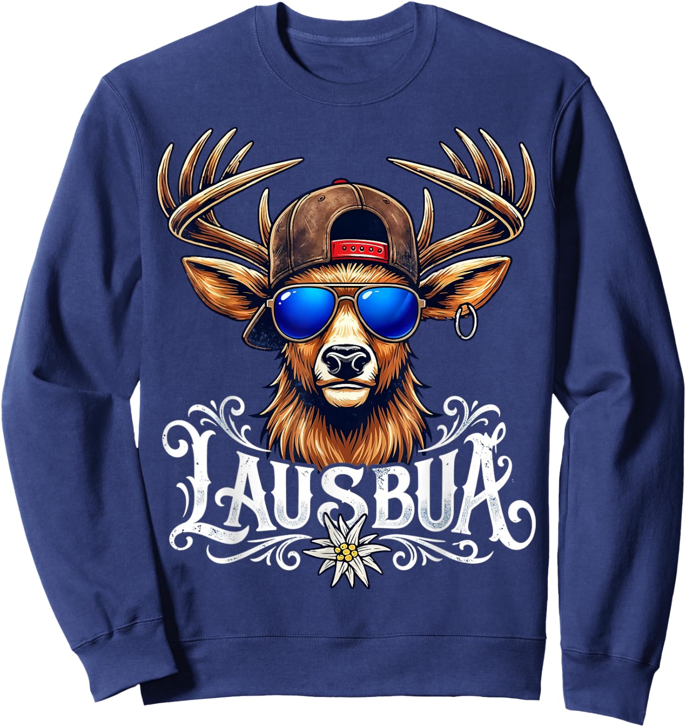 Trachten Kinder Trachtenshirt Herren Jungen Lausbua Sweatshirt - Sweatshirt | Navy
