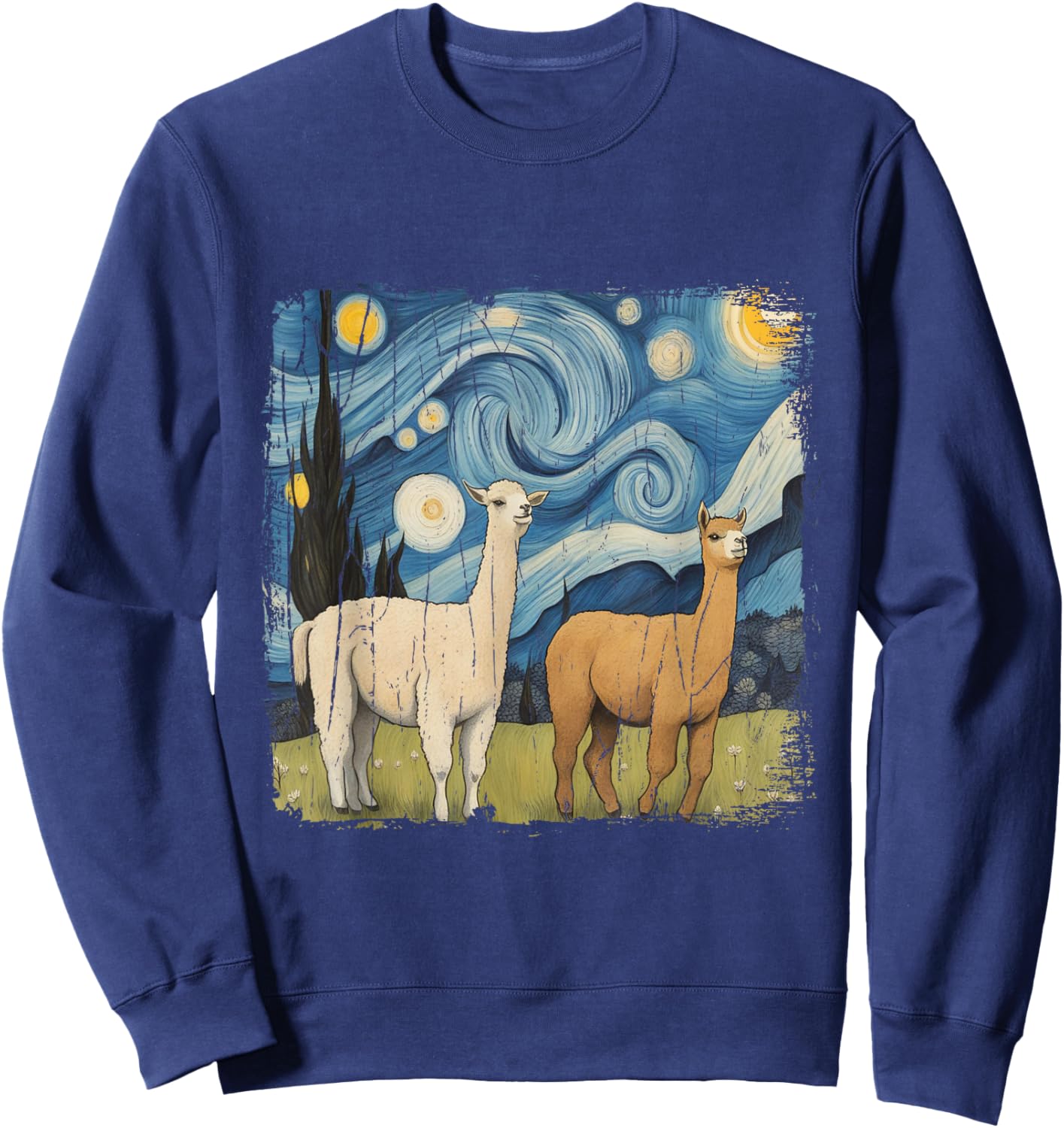 Cotopaxi Illustration Starry Night Llama National Park Souvenir , Black, S Sweatshirt - Sweatshirt | Navy
