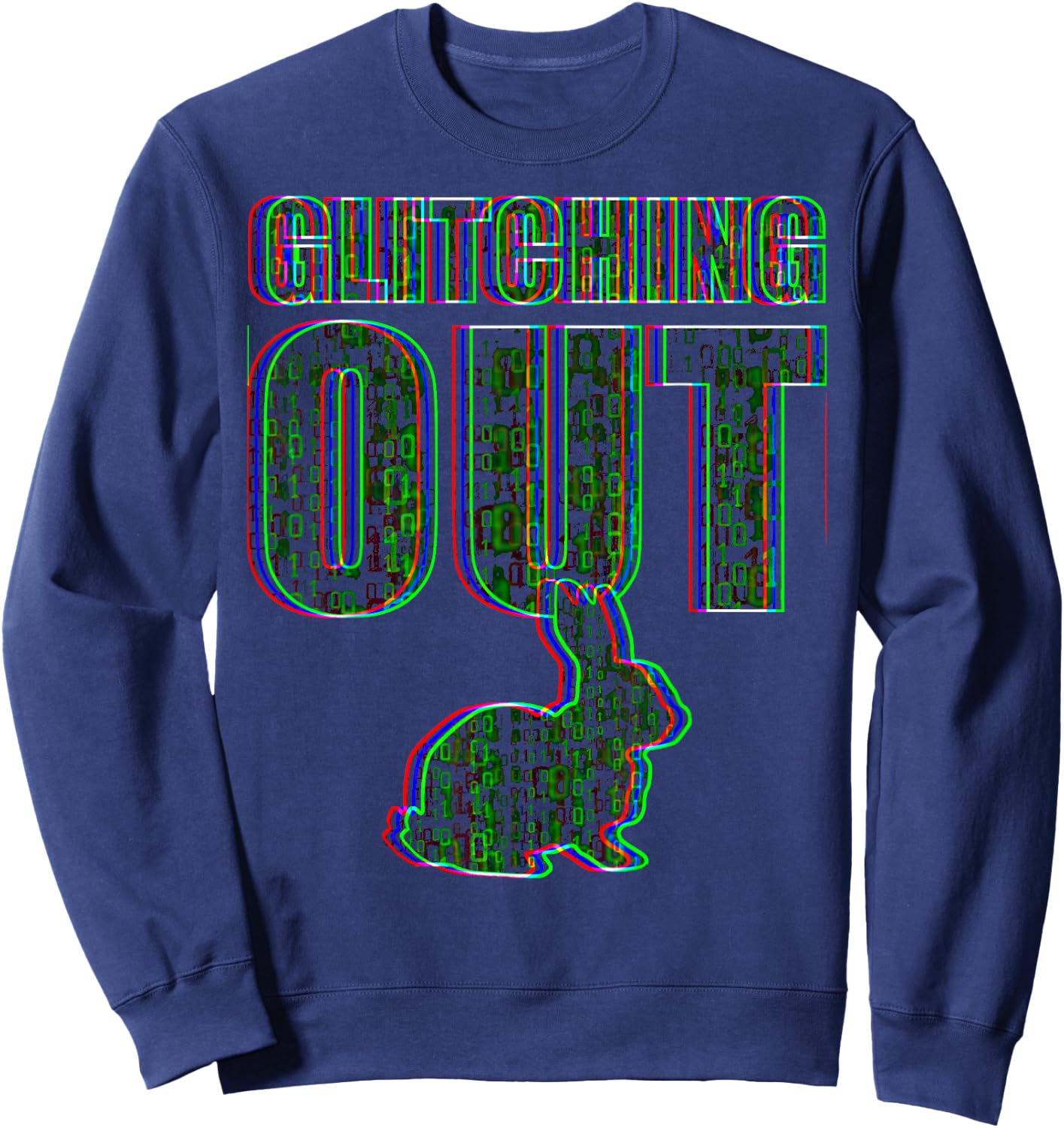 Glitching Out Matrix Rabbit Code Drop Sweatshirt - Sweatshirt | Navy