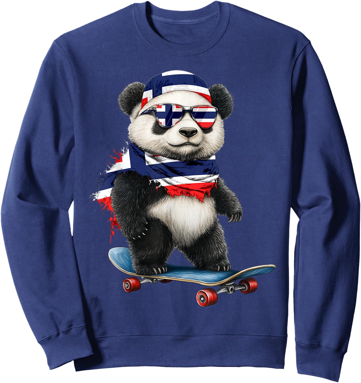 Norwegian Flag American US Flags Panda Heritage Nicaragua Sweatshirt - Sweatshirt | Navy