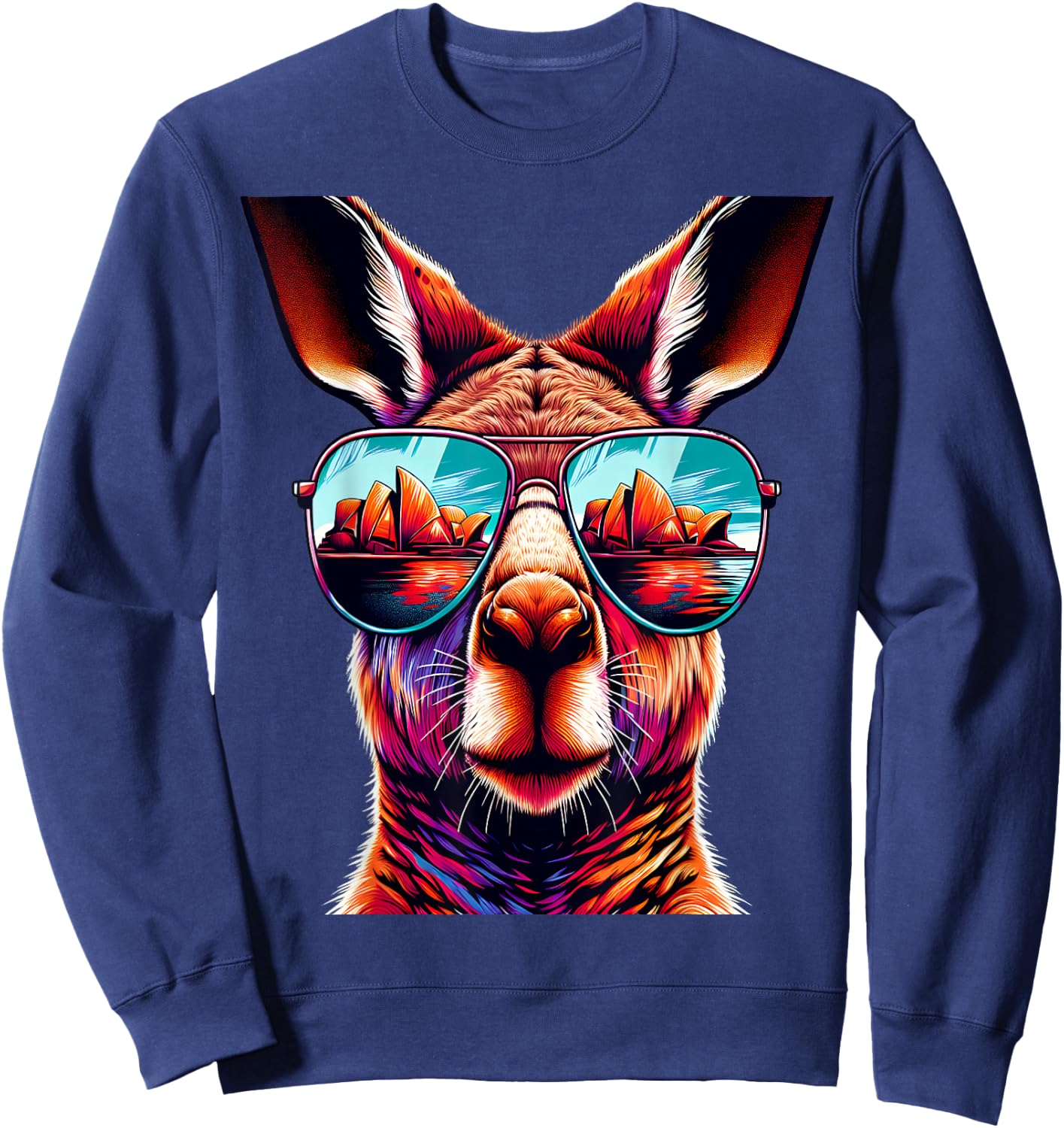 Kangaroo Wearing Sunglass Cool Kangaroos Australia Sweatshirt - Sweatshirt | Navy