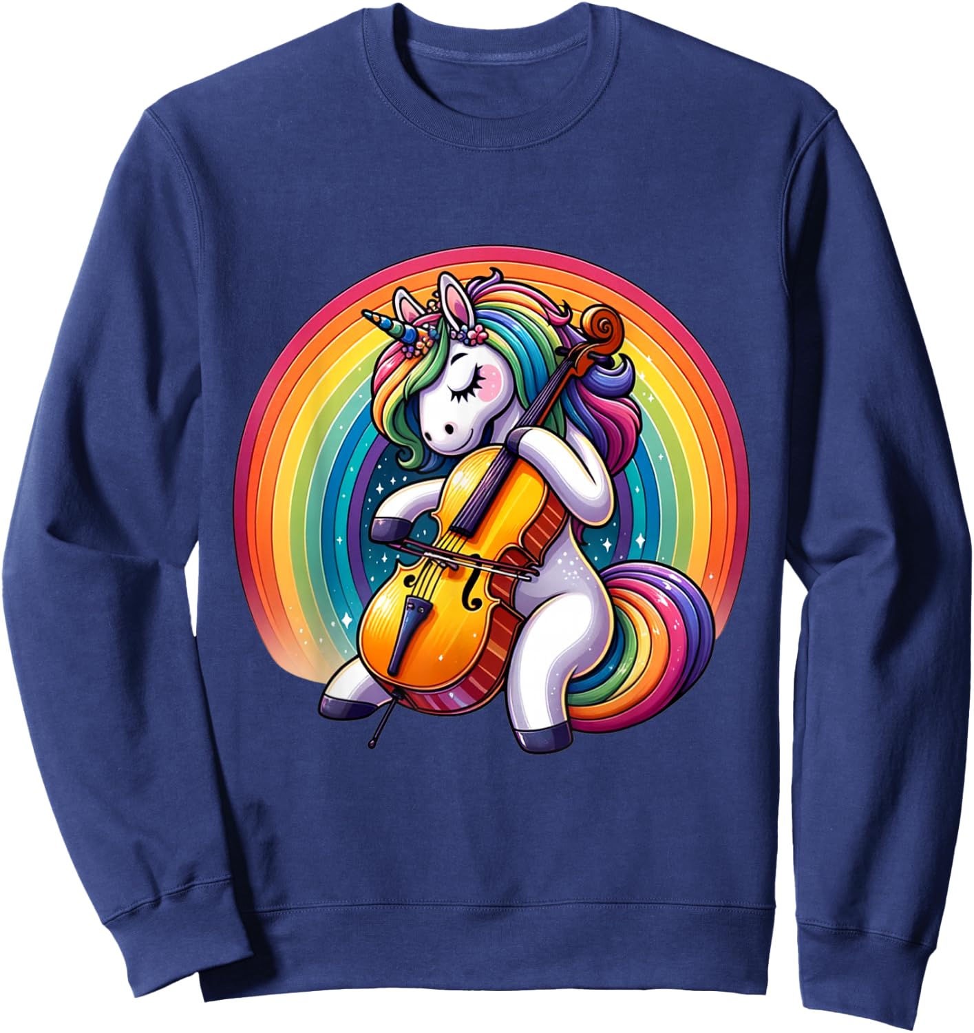 Cello Playing Unicorn Cellist Sweatshirt - Sweatshirt | Navy