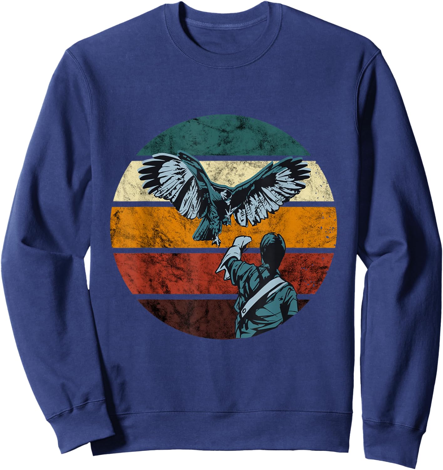 Falconer Falcon Flying Retro Vintage Falcon Hunter Falconry Sweatshirt - Sweatshirt | Navy