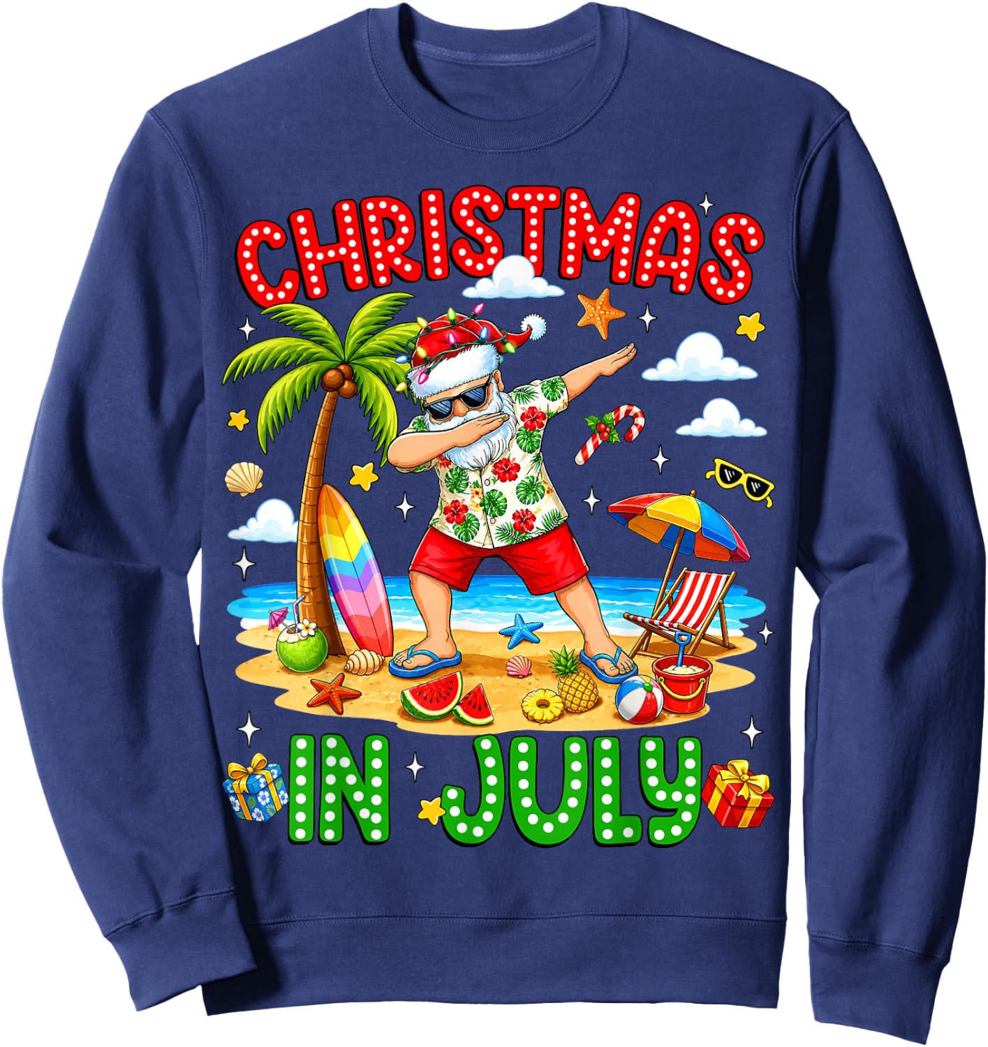 Christmas in July Dabbing Santa Hawaiian Xmas Summer Men Kid Sweatshirt - Sweatshirt | Navy