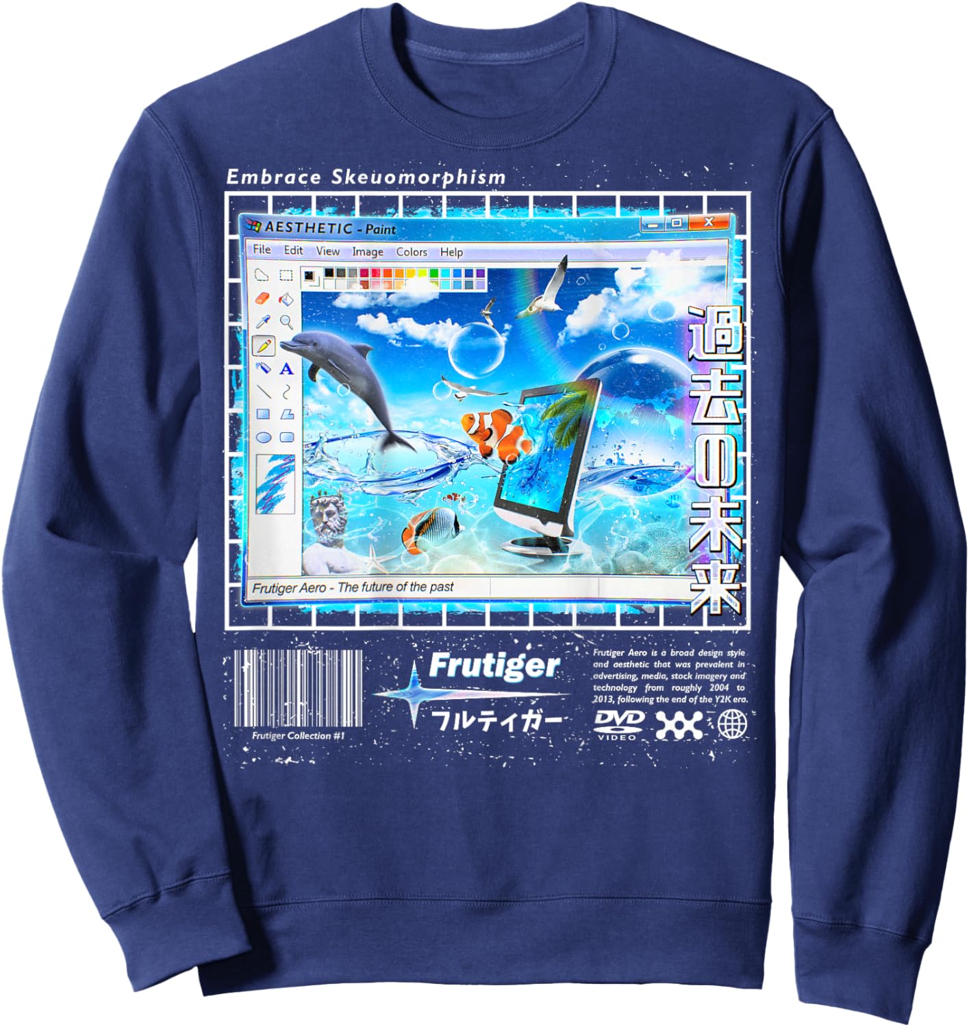 Frutiger Aero Fashion (Backprint) Vaporwave Sweatshirt - Sweatshirt | Navy