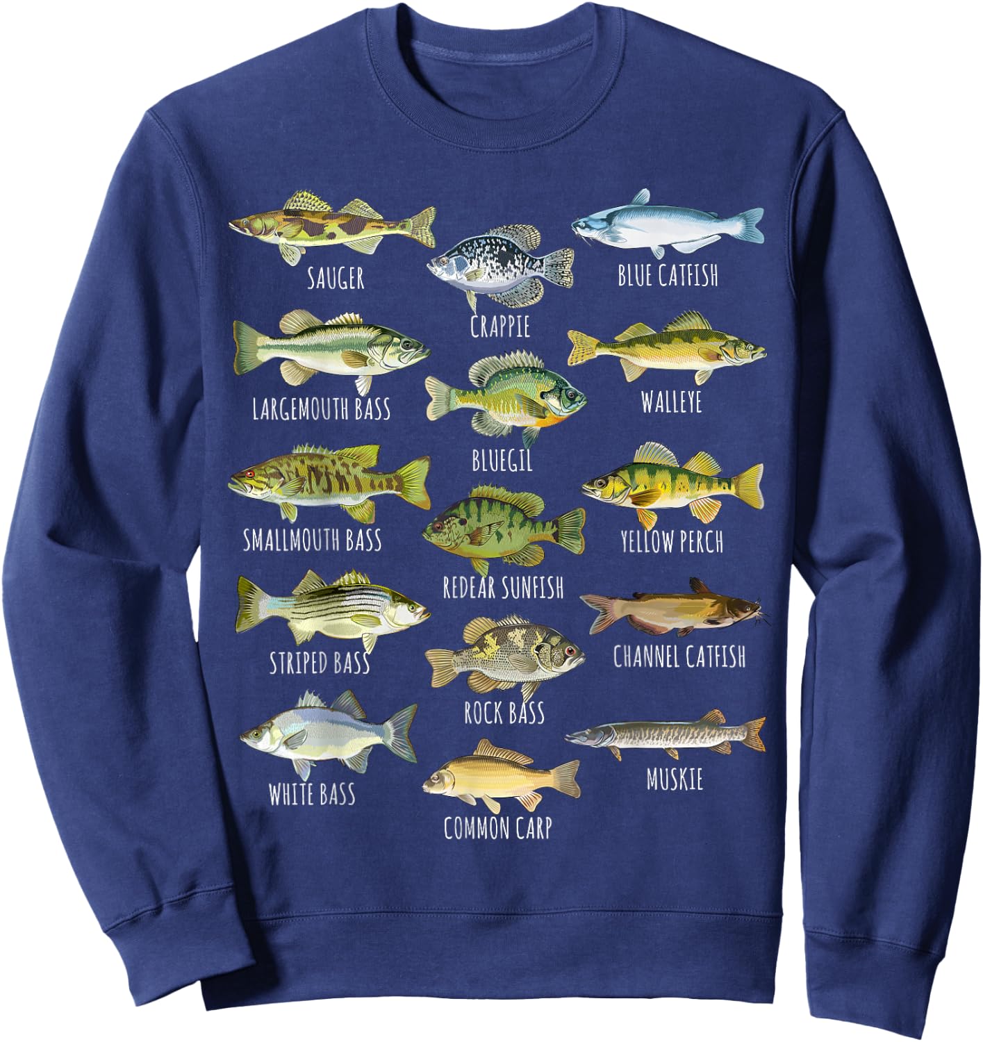 Fish Species Biology Types Of Freshwater Fish Fishing Sweatshirt - Sweatshirt | Navy