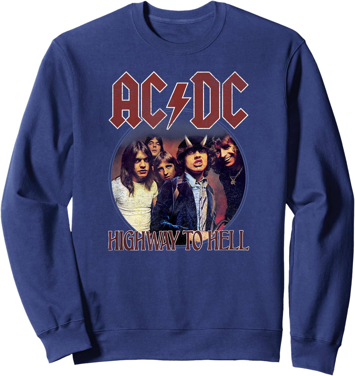 Offizielles AC/DC Highway to Hell Kreis Band Hard Rock Sweatshirt - Sweatshirt | Navy