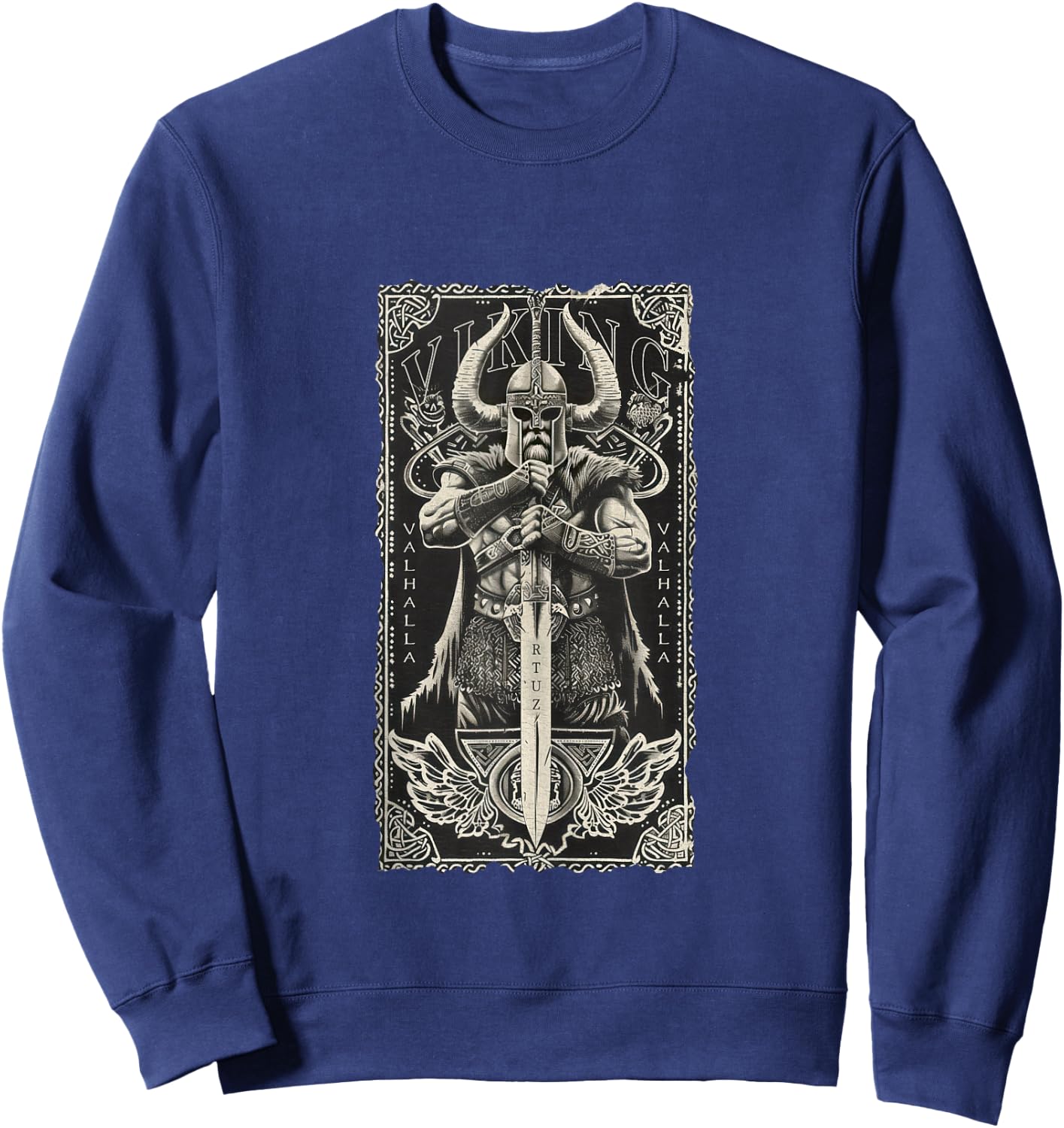 Valhalla Odin Thor Runes Viking Helmet Warrior Viking Sweatshirt - Sweatshirt | Navy