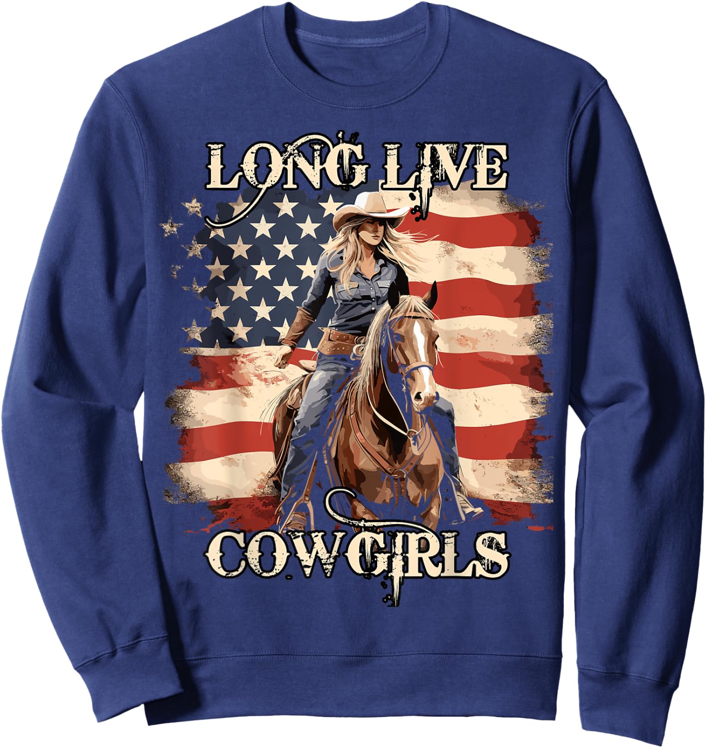 Long Live Howdy Rodeo Western Country Southern Cowgirls Sweatshirt - Sweatshirt | Navy