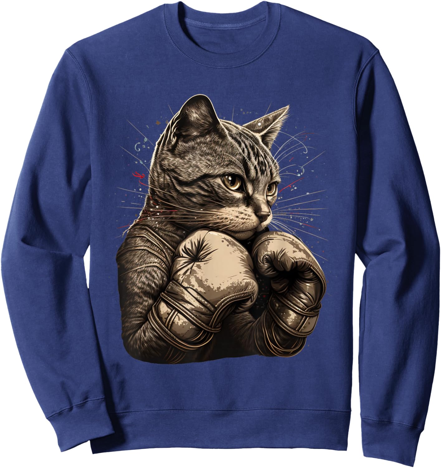 Boxing Cat Boxer Funny Cat Graphic Sweatshirt - Sweatshirt | Navy