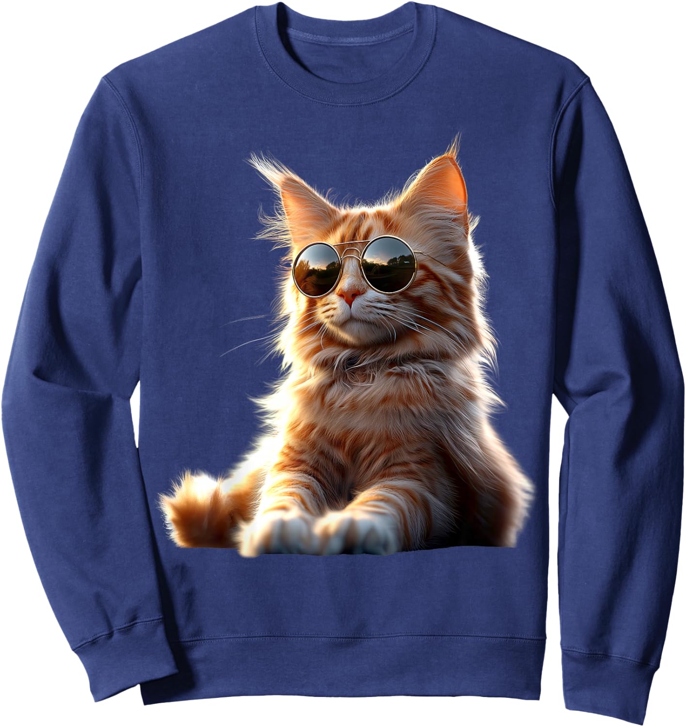 Maine Coon Katze mit Sonnenbrille Süße Maine-Coon Katzen Sweatshirt - Sweatshirt | Navy