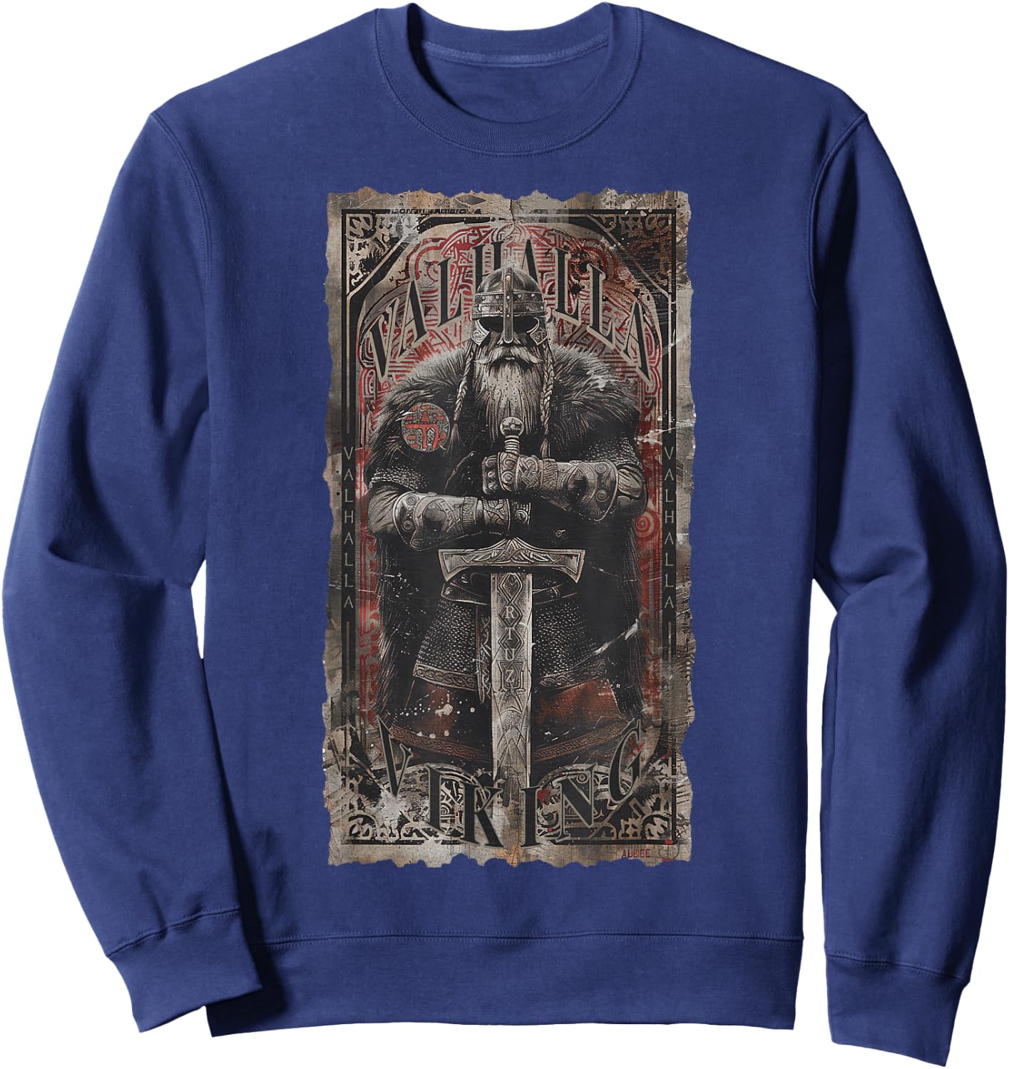 Valhalla Odin Thor Runes Viking Helmet Warrior Viking Sweatshirt - Sweatshirt | Navy