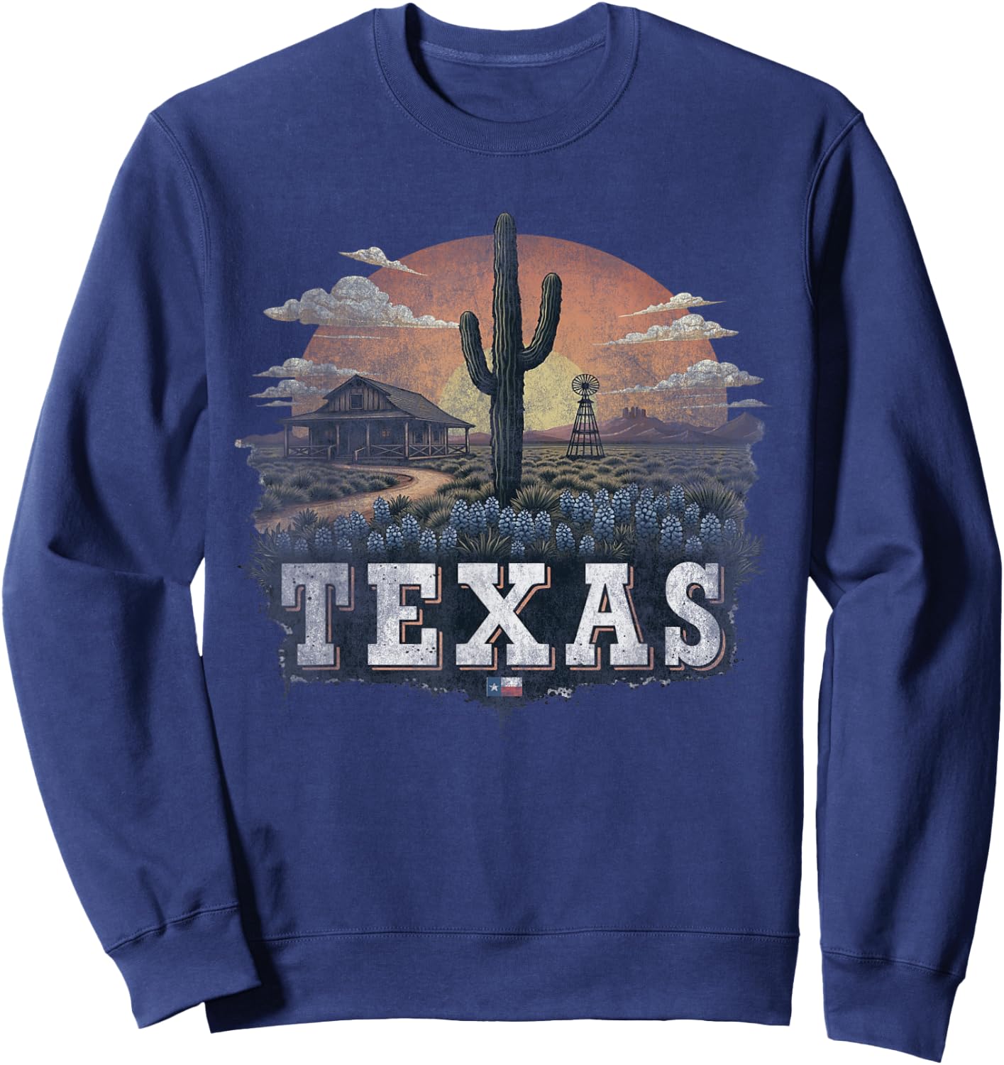 Retro Texas Landscape Vintage Souvenir Sweatshirt - Sweatshirt | Navy