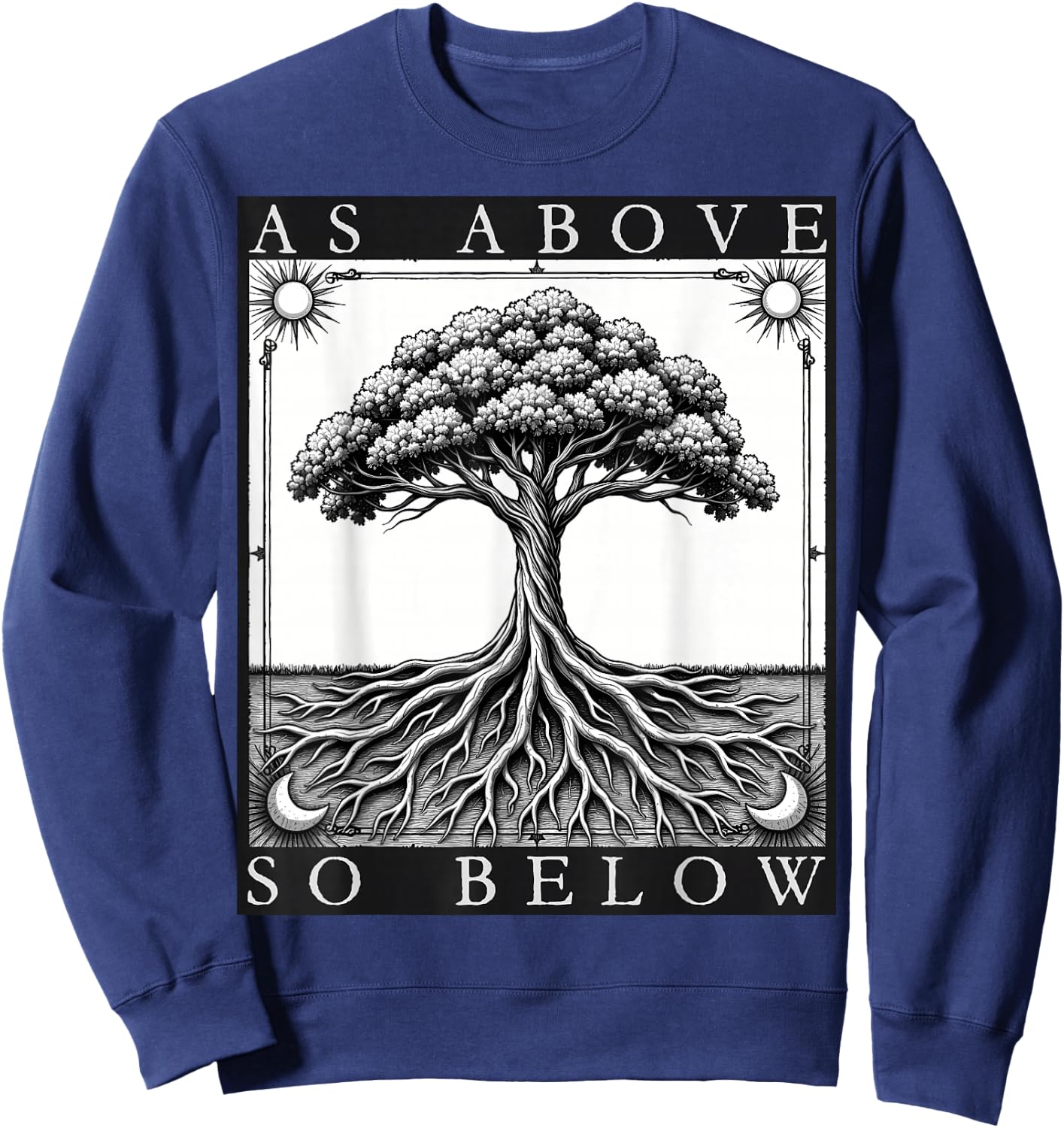 Wie oben, so unten, Baum des Lebens, Sonne, Mond, mystisches Gothic-Tarot Sweatshirt - Sweatshirt | Navy