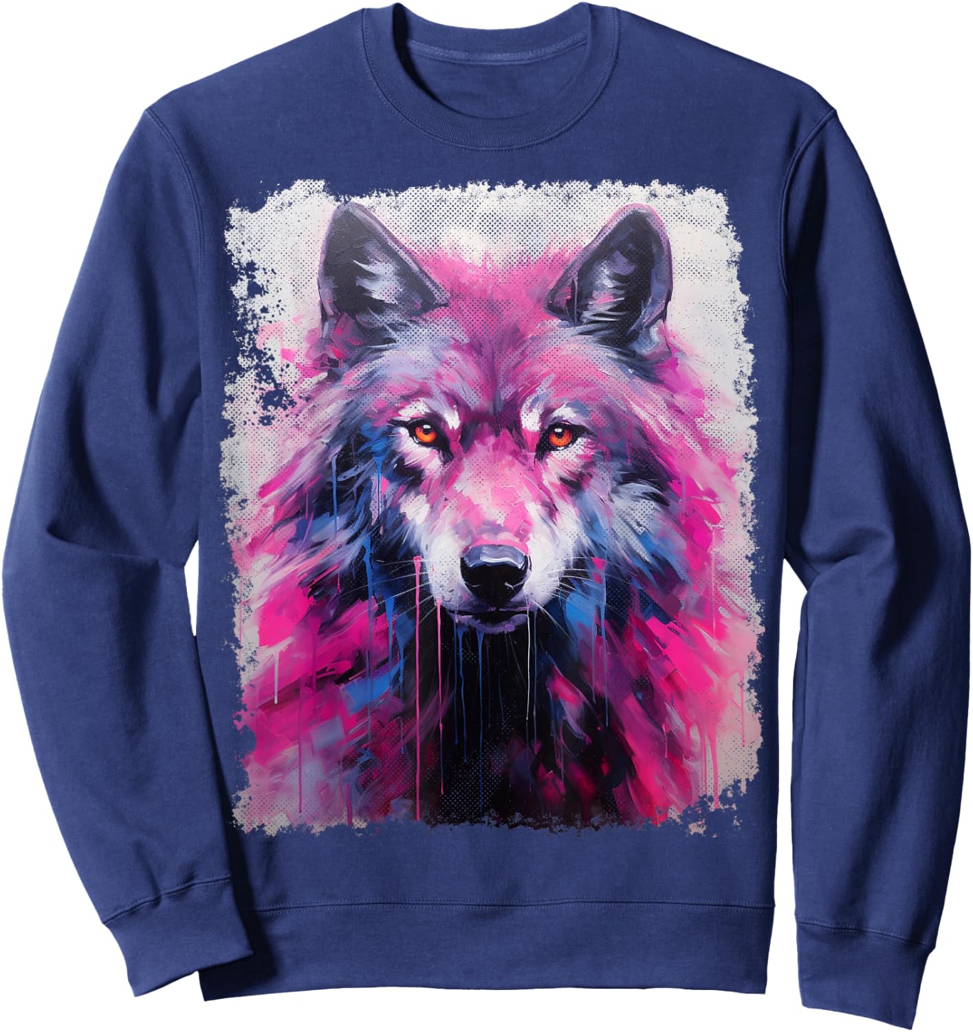 A Wolf Graphic Pink Sweatshirt - Sweatshirt | Navy