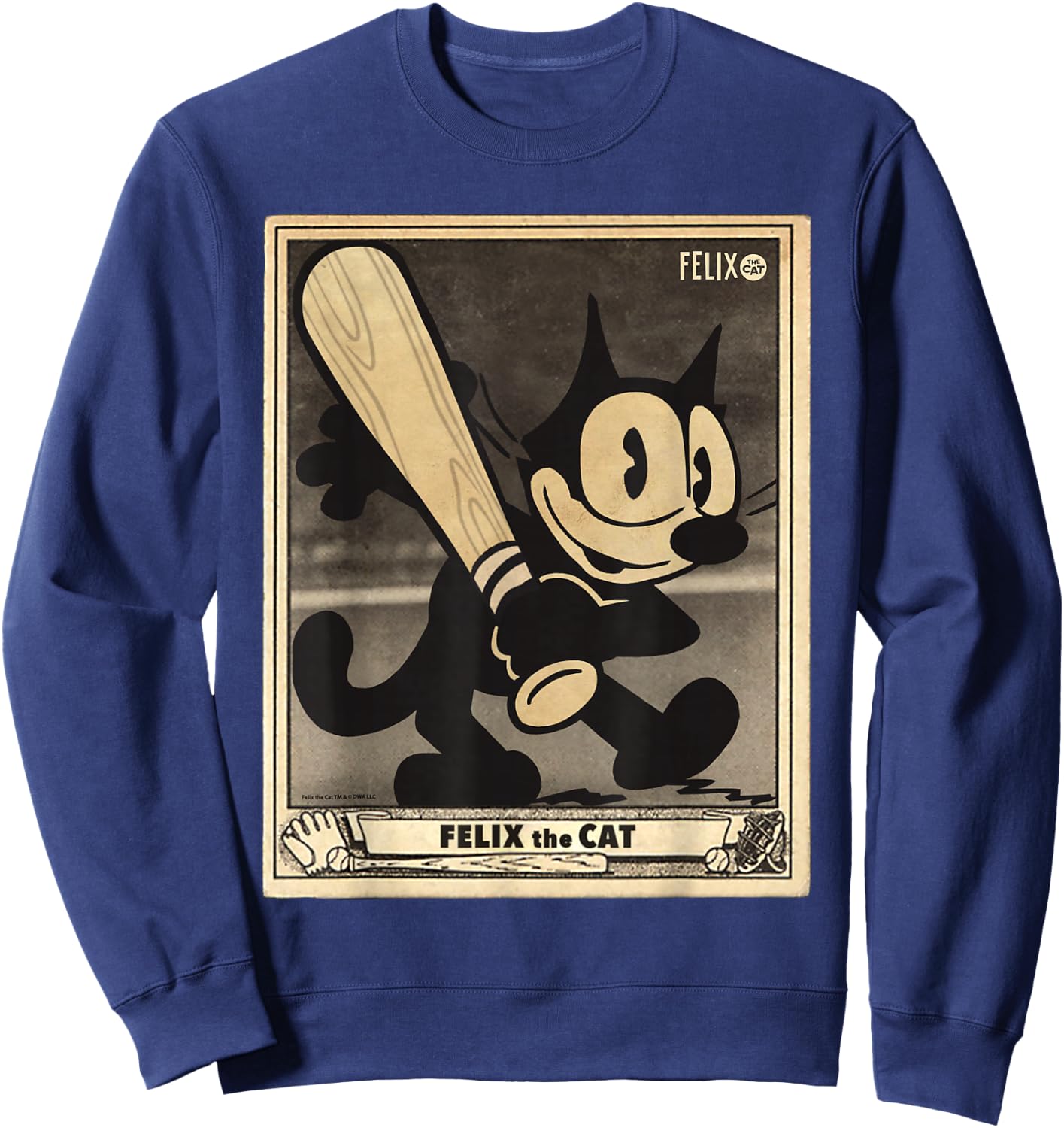 Felix The Cat Vintage Baseball Card Americana Sweatshirt - Sweatshirt | Navy
