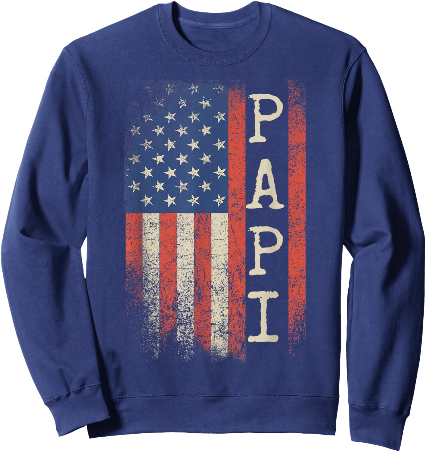 Papi American Flag Patriotic USA Vintage Sweatshirt - Sweatshirt | Navy