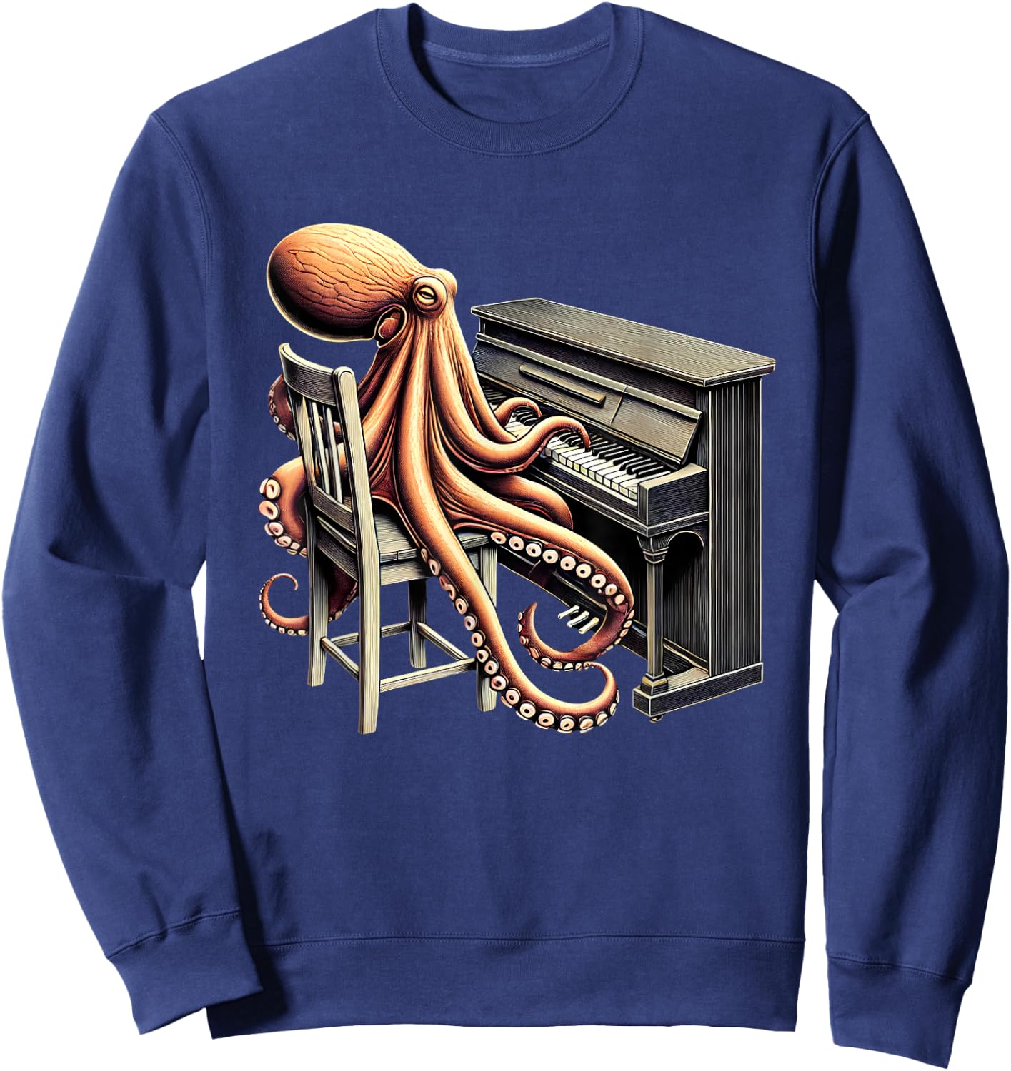 Vintage Octopus Playing Piano Pianist Piano Player Sweatshirt - Sweatshirt | Navy