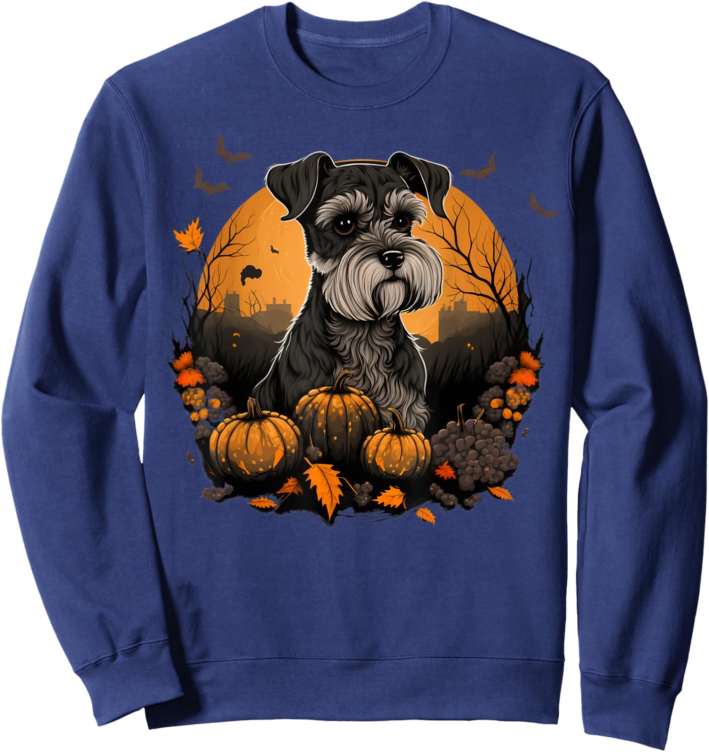Dwarf Schnauzer costume on Miniature Schnauzer Halloween Sweatshirt - Sweatshirt | Navy