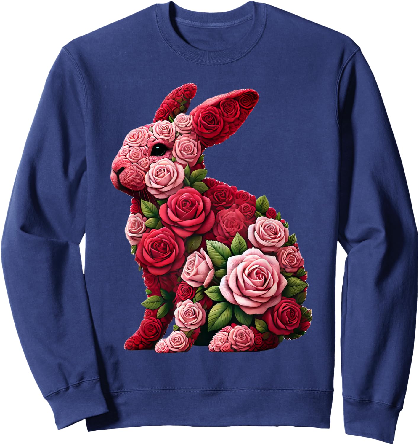 Rose Rabbit Bunny Flower Gardening Floral Sweatshirt - Sweatshirt | Navy