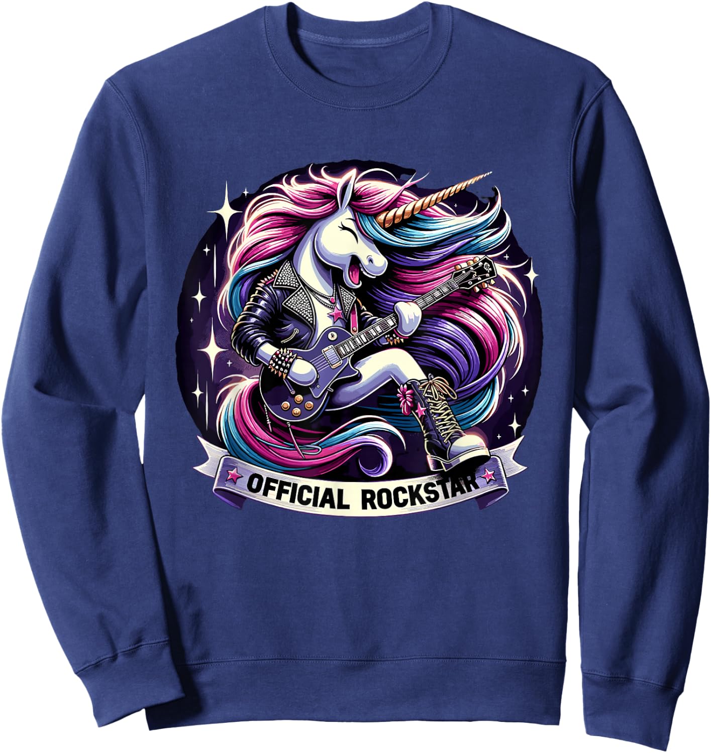 Funny Unicorn E-Guitar Rockstar Band official rockstar Sweatshirt - Sweatshirt | Navy