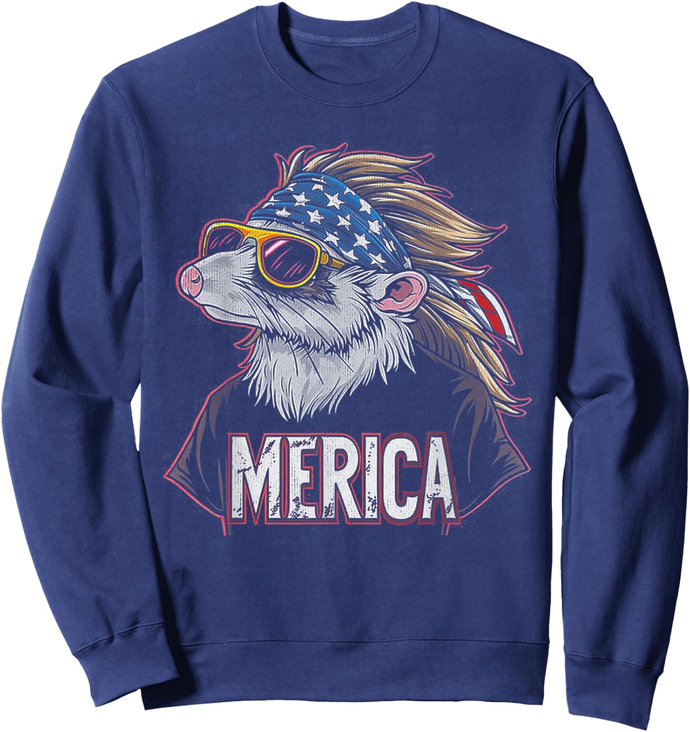 Opossum Possum - Funny 4th of July American Flag Sweatshirt - Sweatshirt | Navy