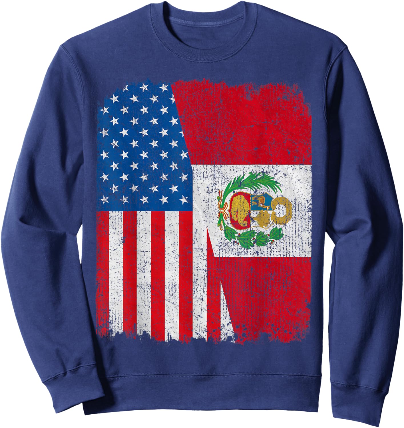 Peruvian American Flag Half USA Peru Root Proud Sweatshirt - Sweatshirt | Navy