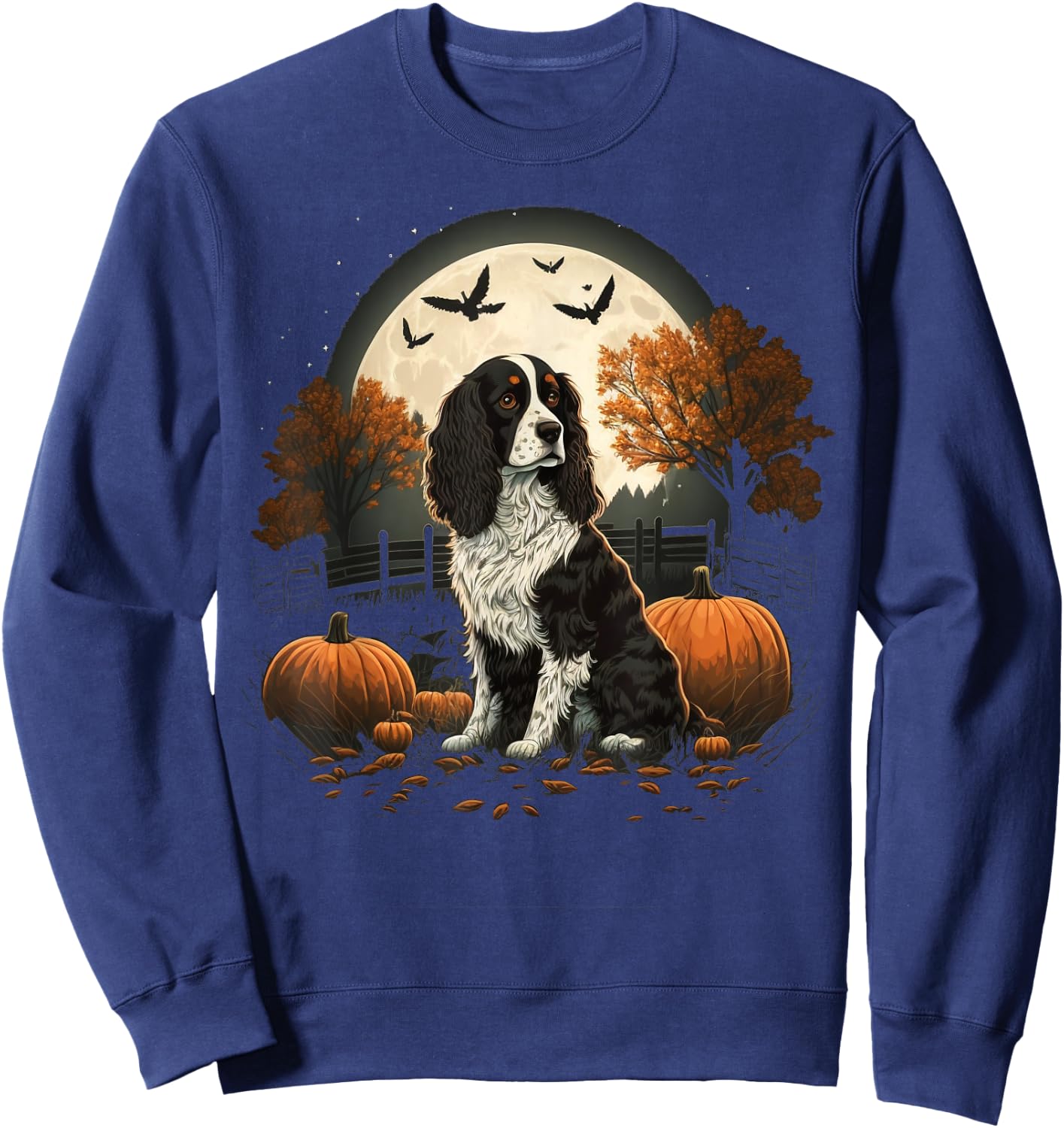 Pumpkin Spaniel costume English Springer Spaniel Halloween Sweatshirt - Sweatshirt | Navy