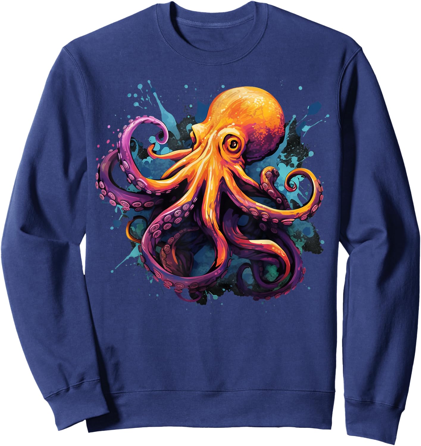 Cool Octopus on colorful painted Octopus Sweatshirt - Sweatshirt | Navy