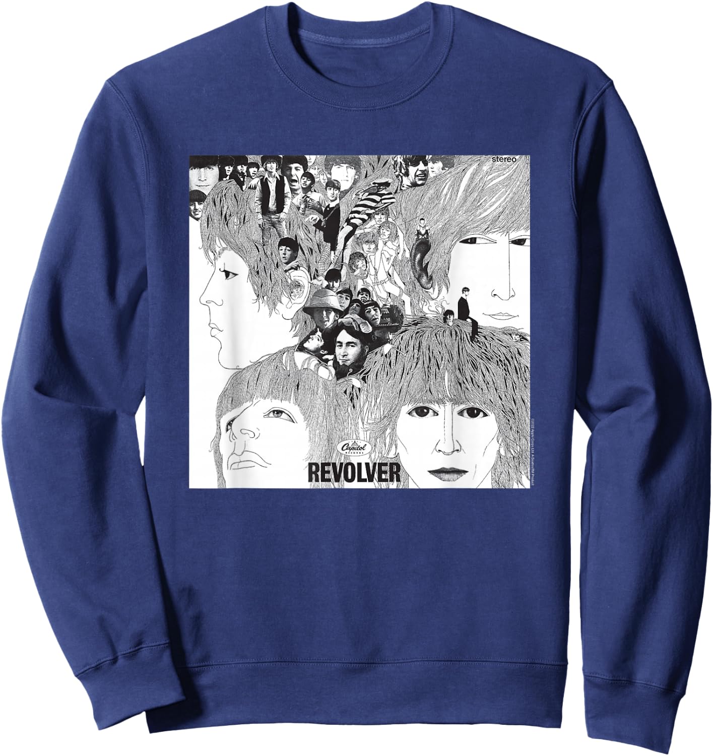The Beatles - Revolver Albumcover Schwarz Erwachsene Small Retro Halbarm Crew-Ausschnitt Klassisch Musik Beatles Fans, Musikliebhaber, Alle Altersgruppen Sweatshirt - Sweatshirt | Navy