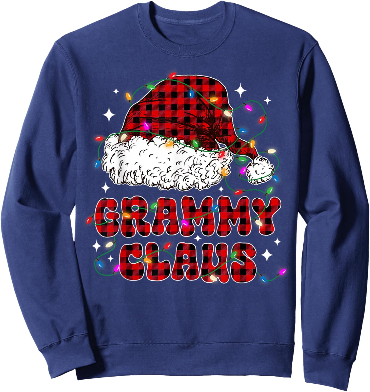 Grammy Claus Shirt Christmas Lights Pajama Family Matching Sweatshirt - Sweatshirt | Navy